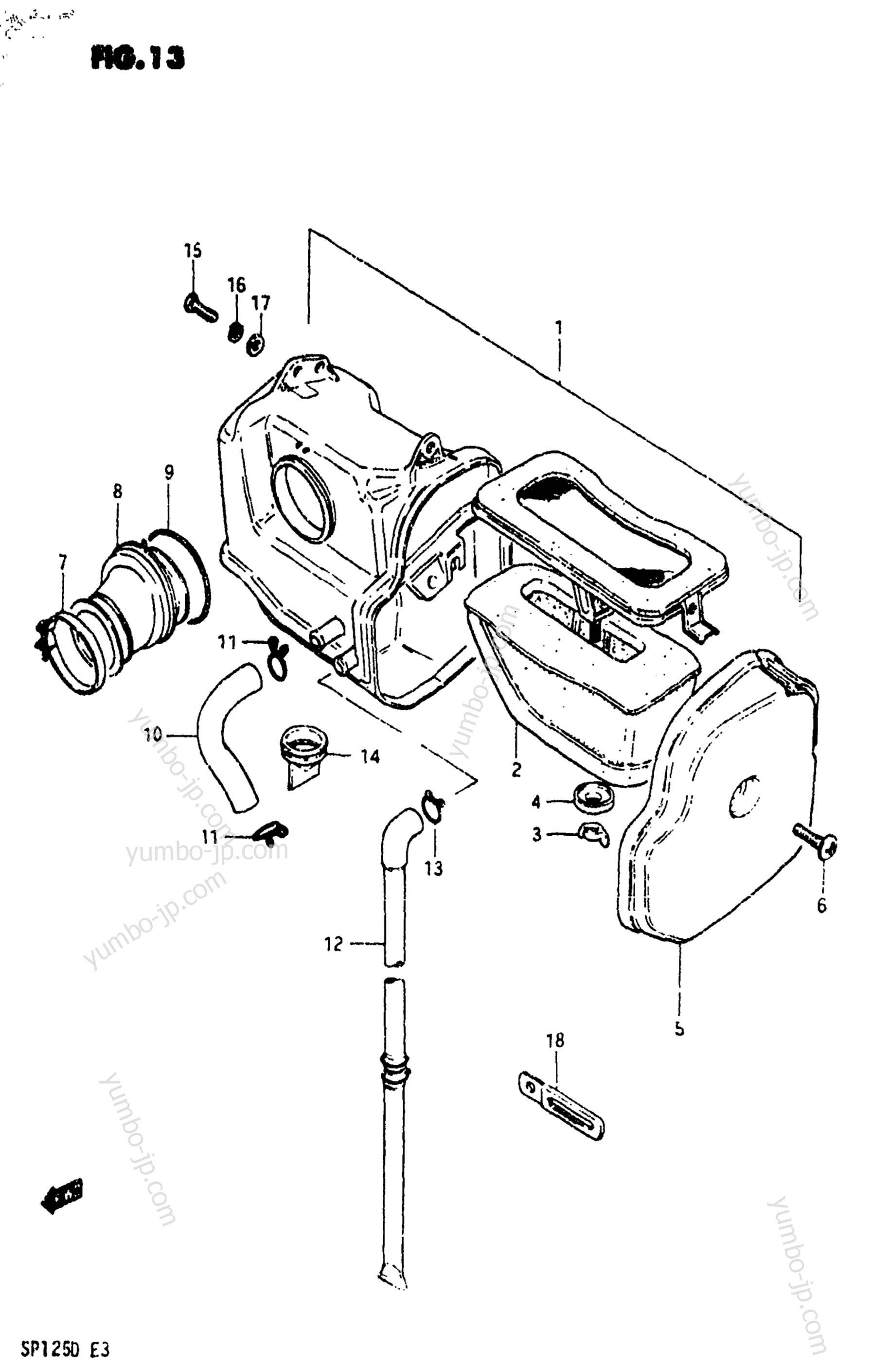 AIR CLEANER for motorcycles SUZUKI SP125 1982 year