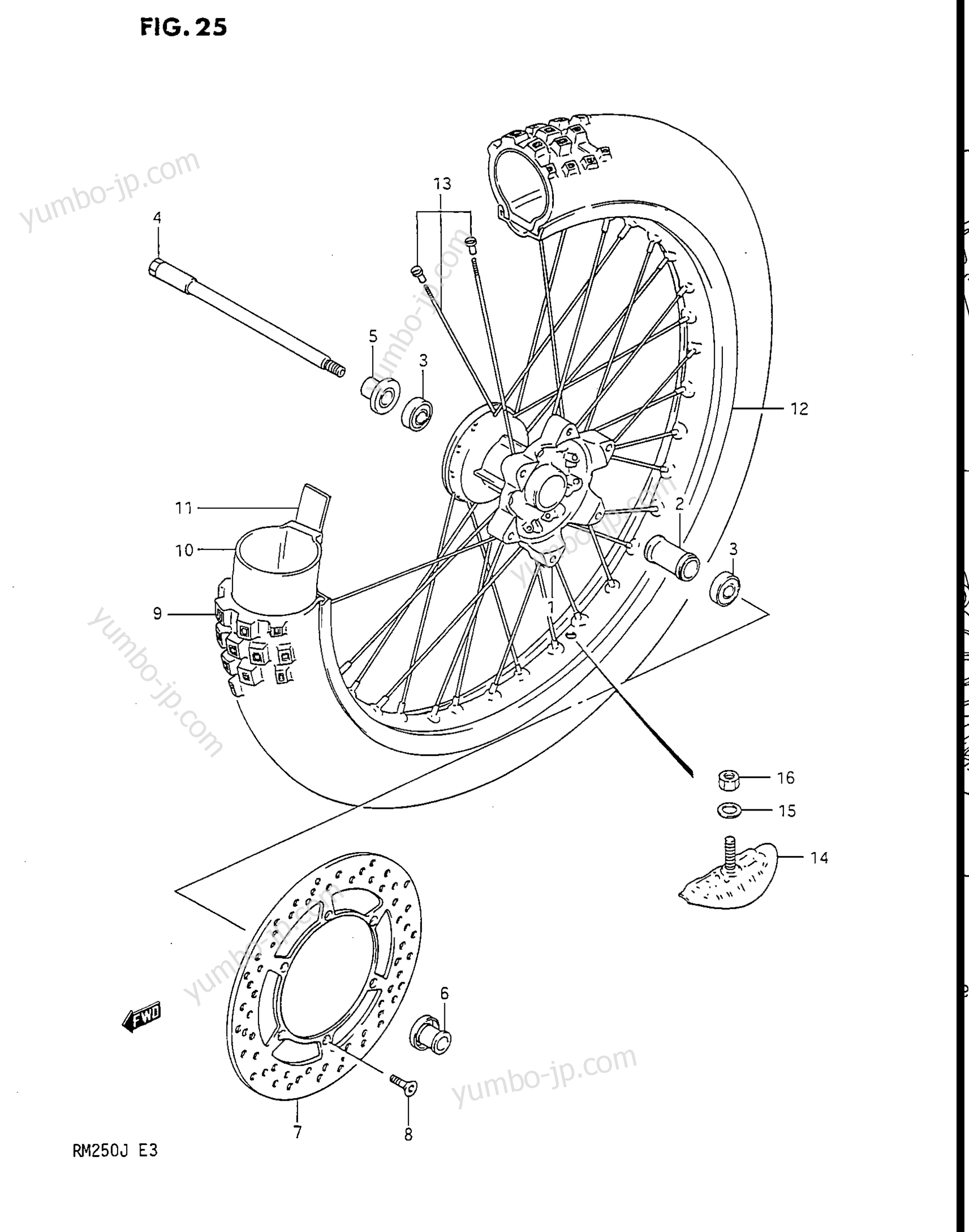 FRONT WHEEL for motorcycles SUZUKI RM250 1988 year