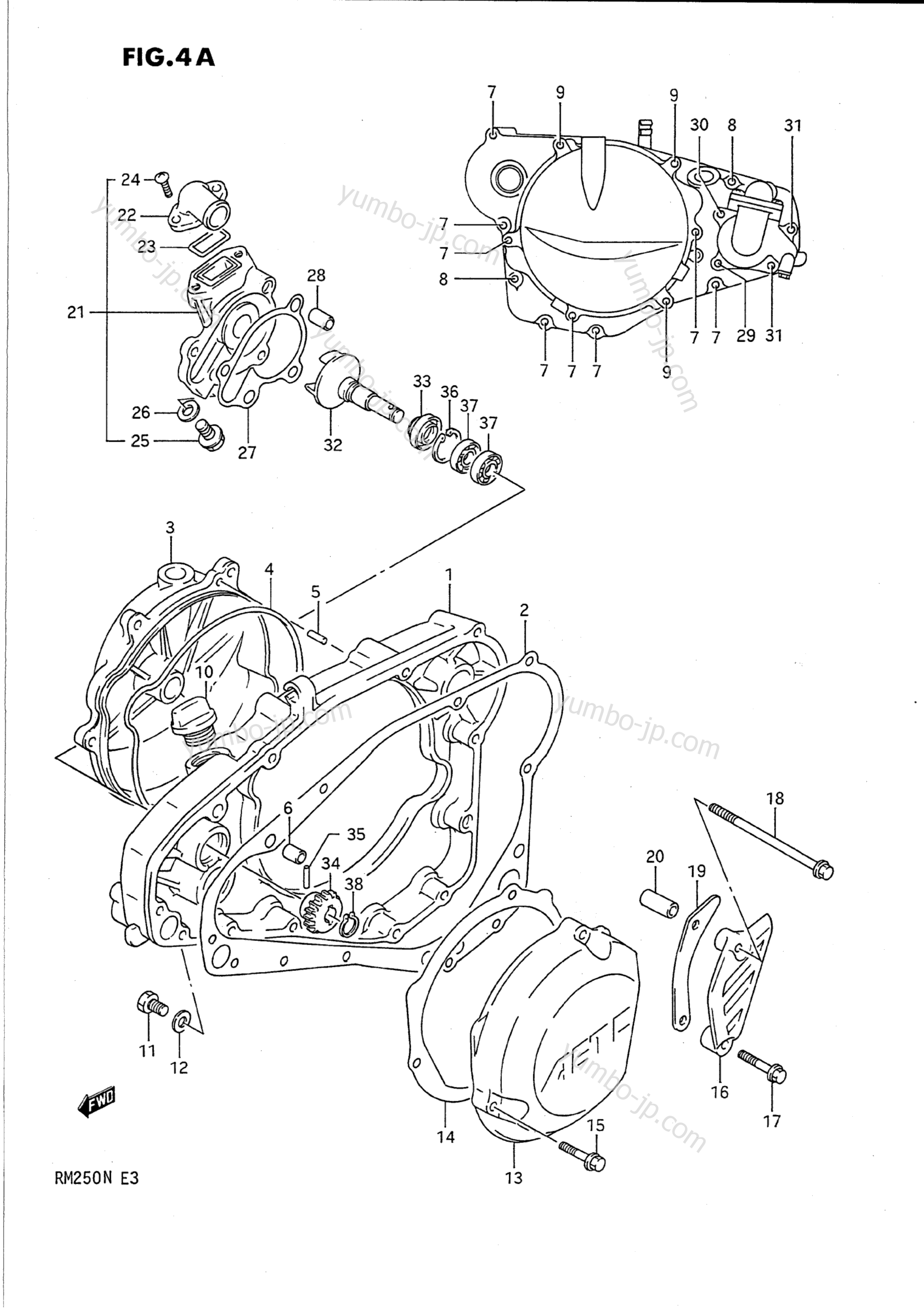 CRANKCASE COVER - WATER PUMP (MODEL L/M/N) для мотоциклов SUZUKI RM250 1992 г.