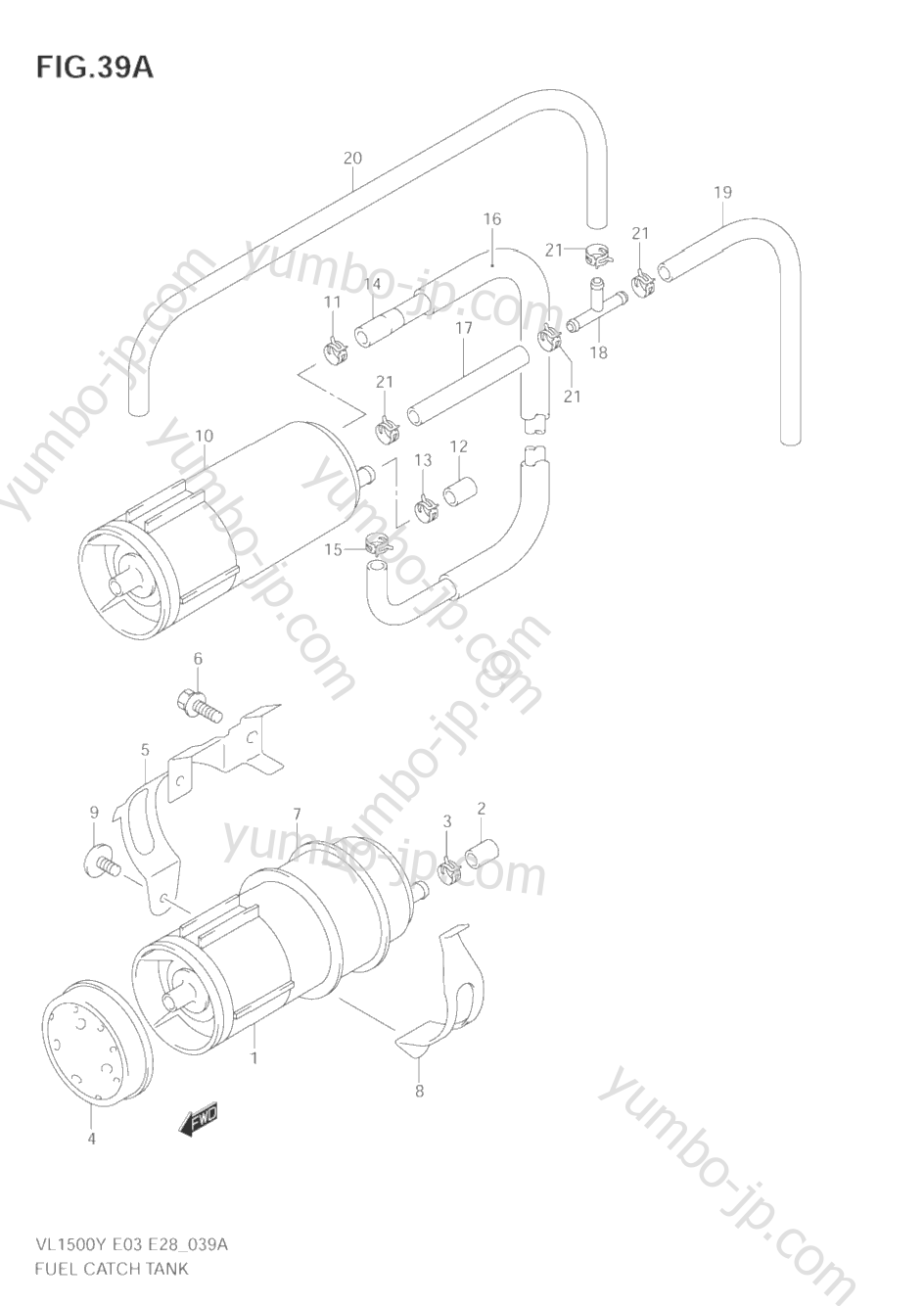 FUEL CATCH TANK (MODEL X/Y/K1/K2/K3/K4) для мотоциклов SUZUKI Intruder (VL1500B) 1999 г.