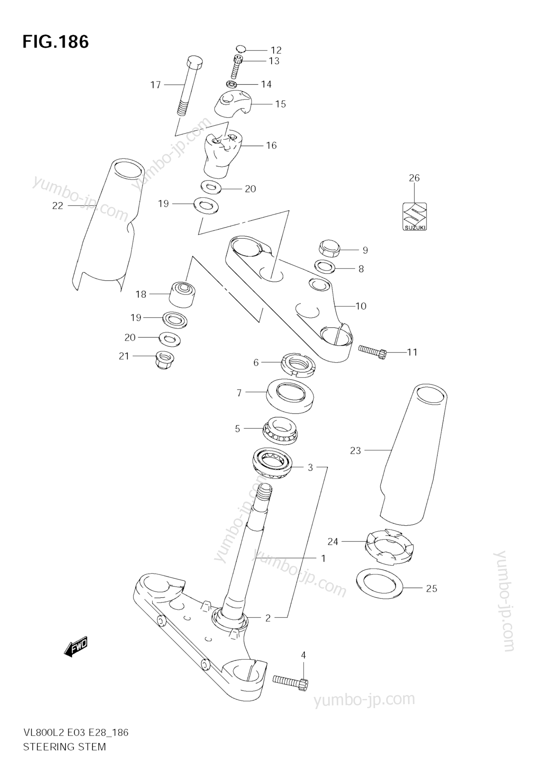 STEERING STEM (VL800C  E28) для мотоциклов SUZUKI Boulevard C50 (VL800T) 2012 г.