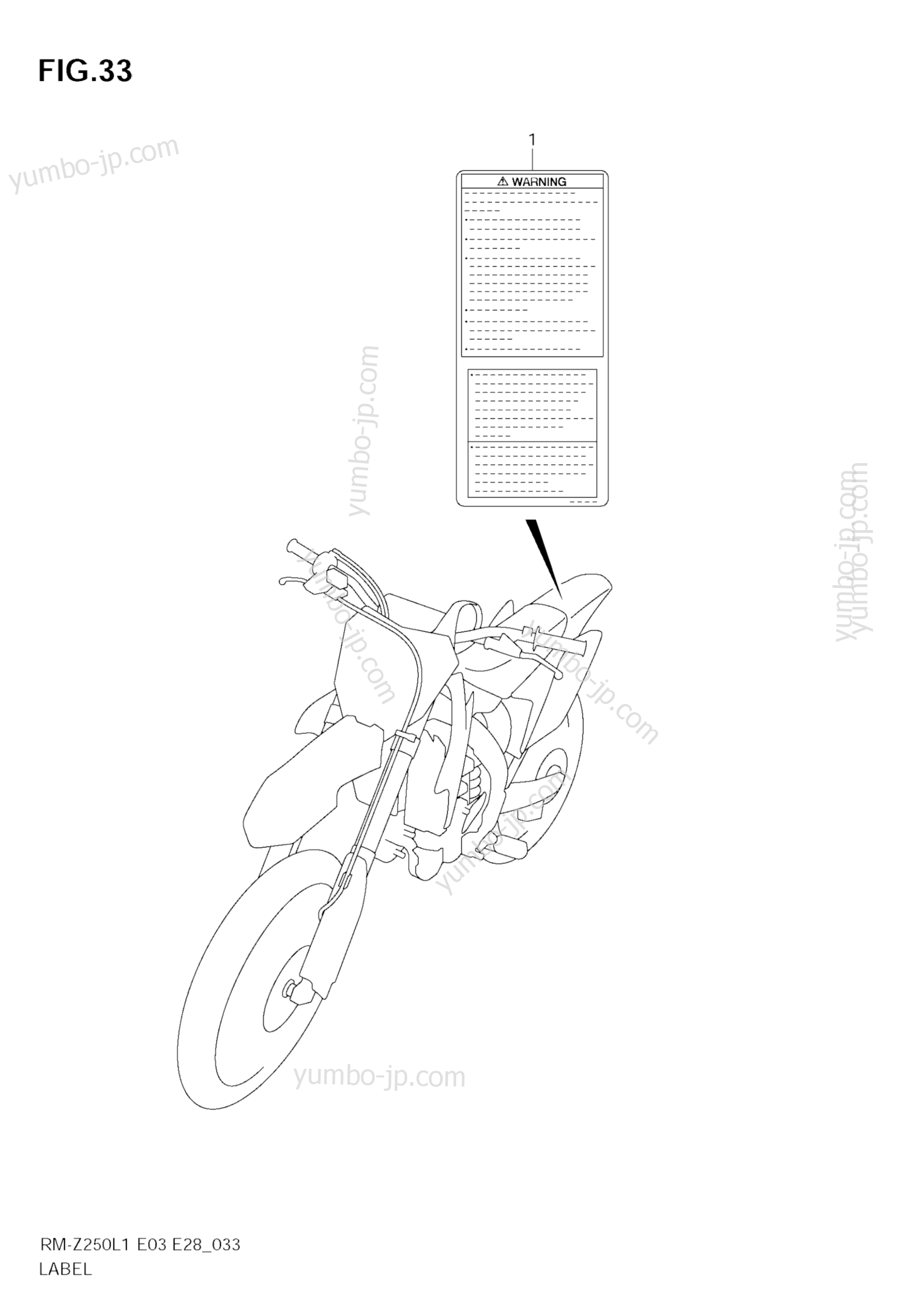 LABEL (RM-Z250L1 E3) for motorcycles SUZUKI RM-Z250 2011 year