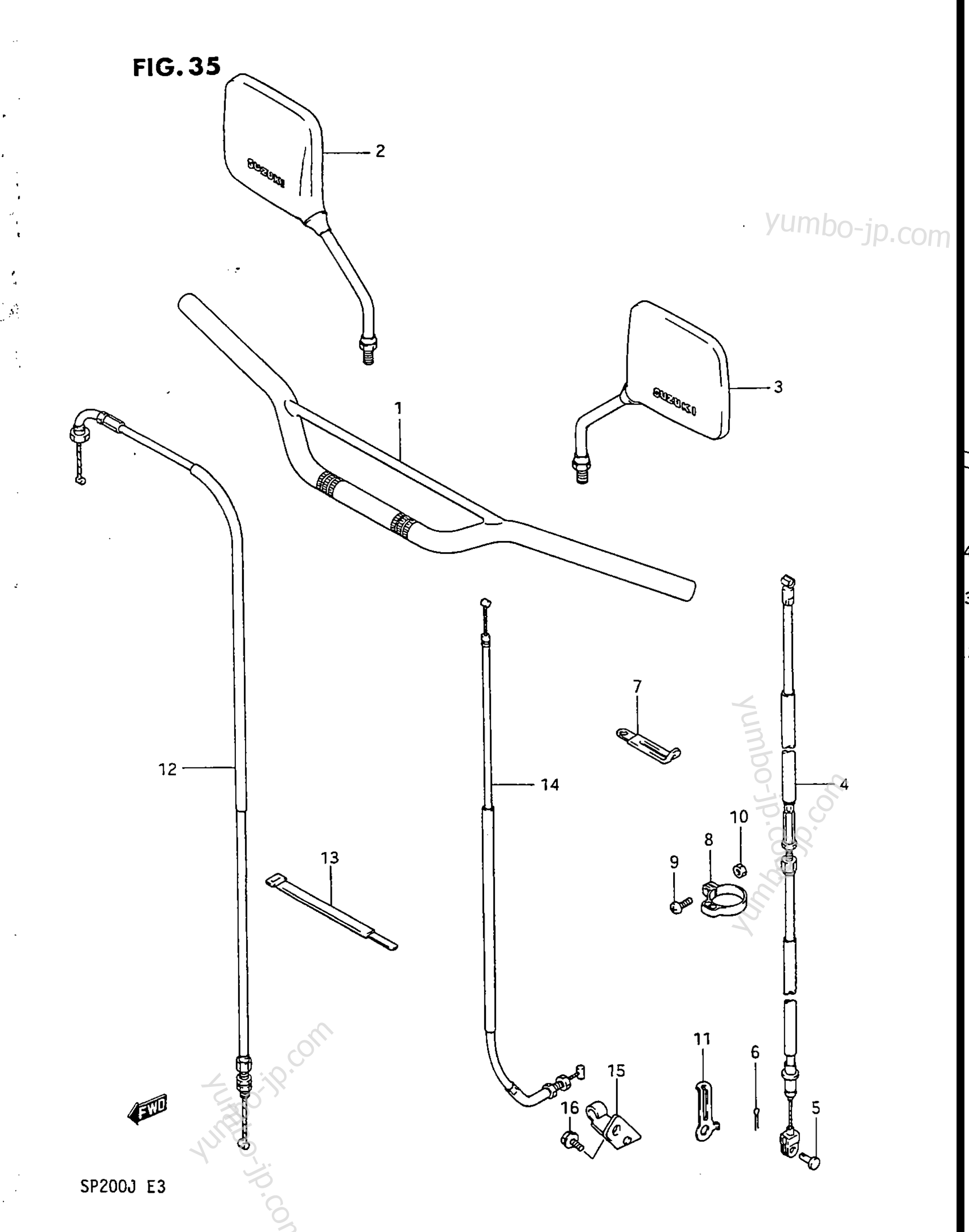 Handlebar - Cable for motorcycles SUZUKI SP200 1986 year
