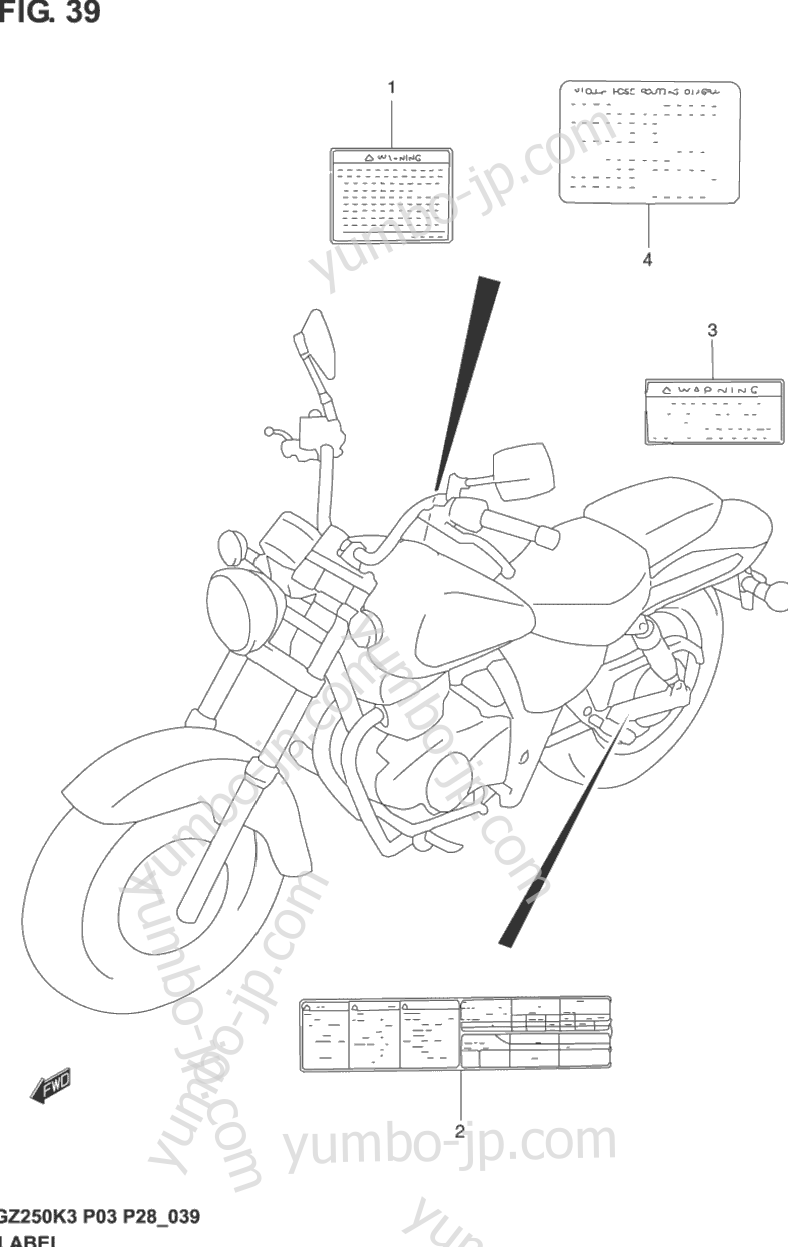 LABEL (MODEL K2) for motorcycles SUZUKI GZ250 2002 year