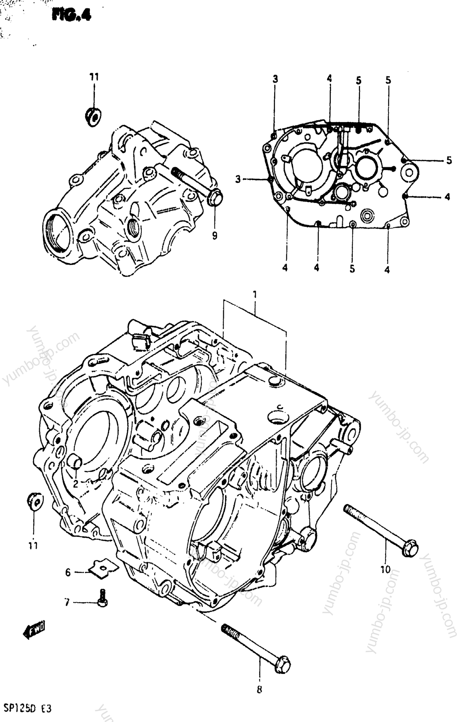 CRANKCASE (MODEL Z) for motorcycles SUZUKI SP125 1982 year