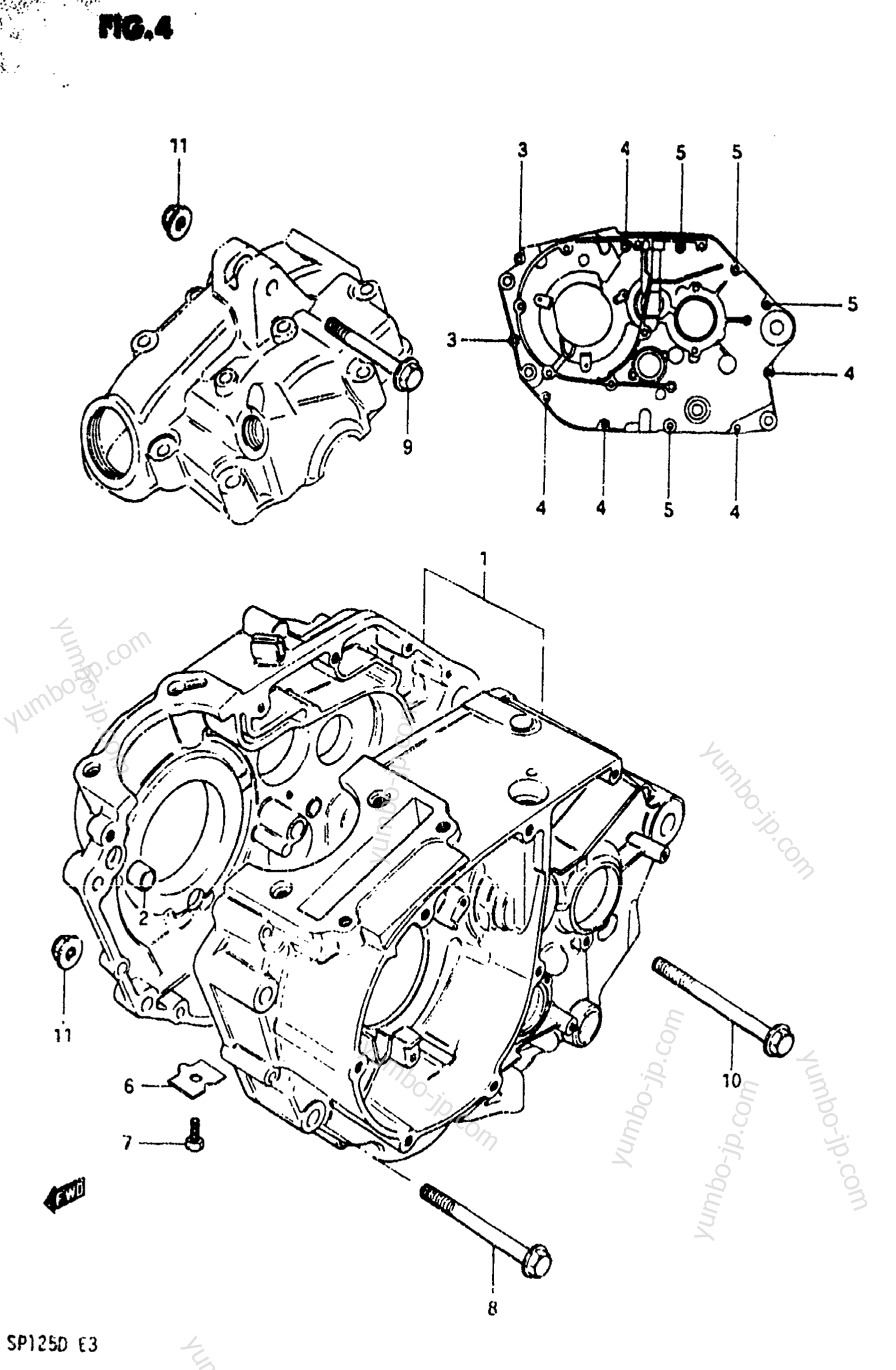 CRANKCASE (MODEL Z) for motorcycles SUZUKI SP125 1983 year