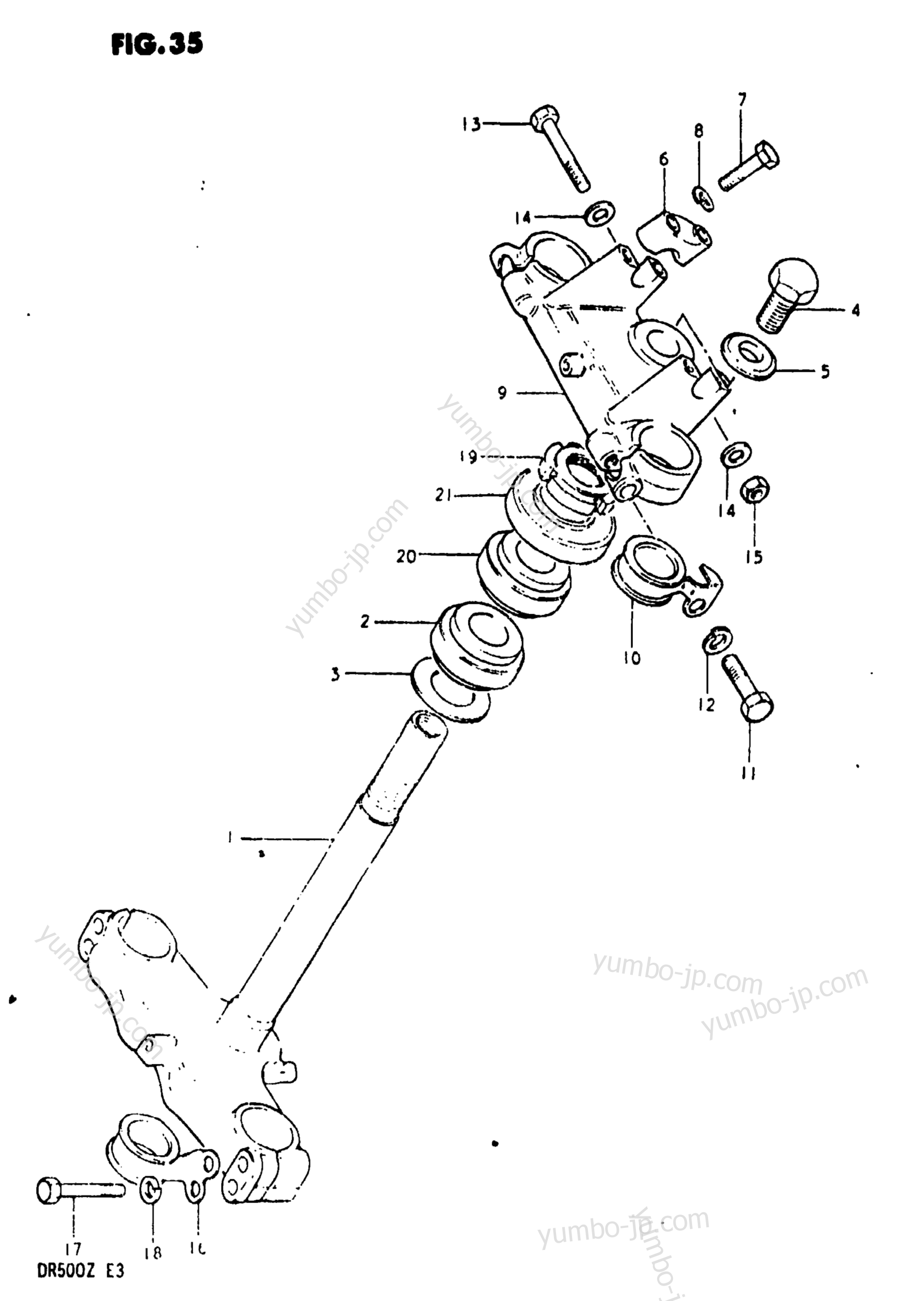 STEERING STEM (MODEL X) for motorcycles SUZUKI DR500 1981 year