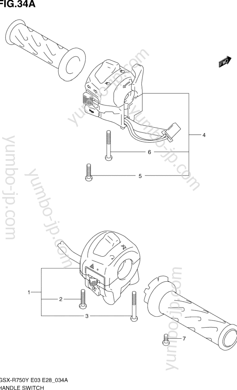 HANDLE SWITCH (MODEL K3) for motorcycles SUZUKI GSX-R750 2000 year