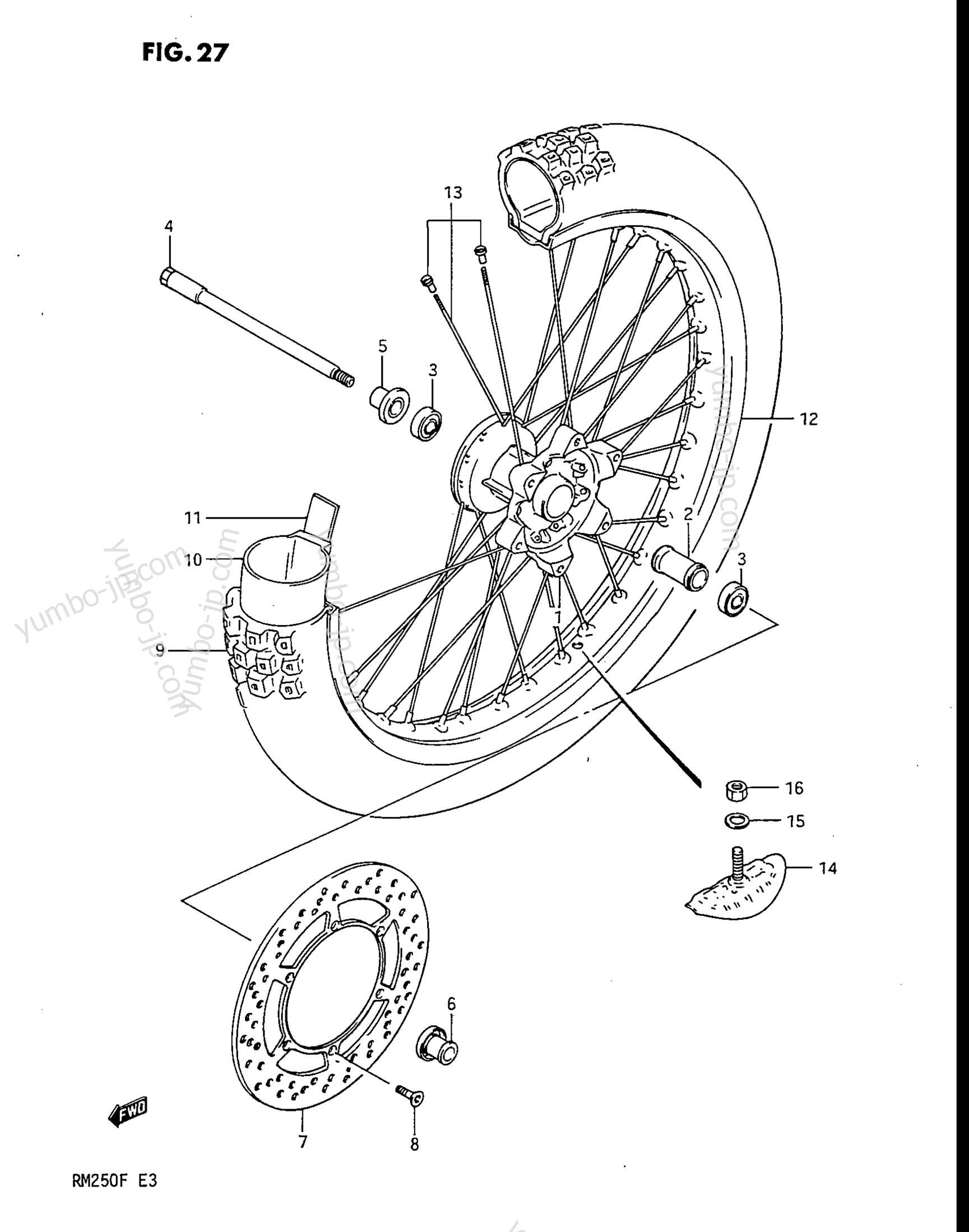 FRONT WHEEL (MODEL F) for motorcycles SUZUKI RM250 1984 year