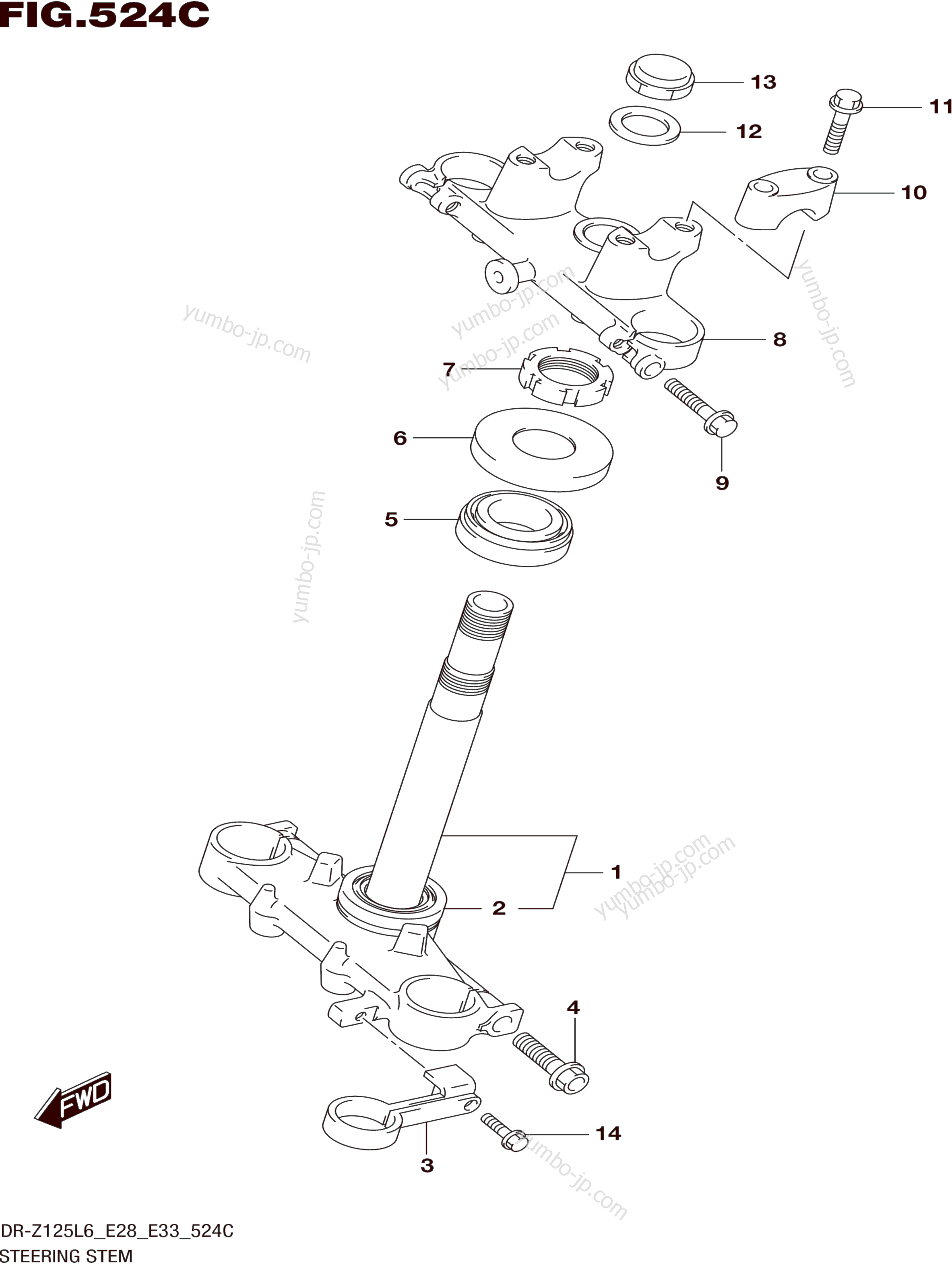 STEERING STEM (DR-Z125LL6 E33) для мотоциклов SUZUKI DR-Z125 2016 г.