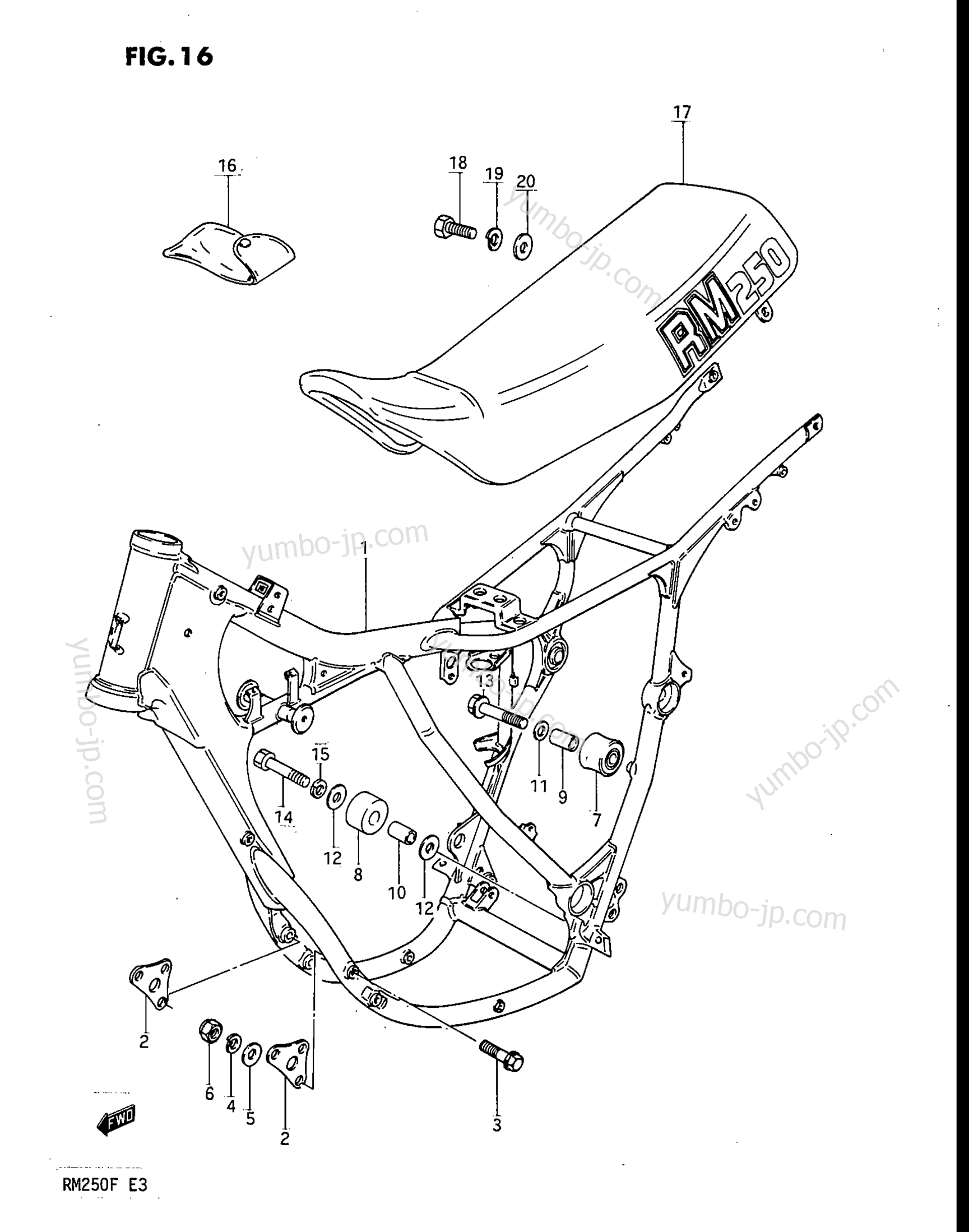 FRAME - SEAT for motorcycles SUZUKI RM250 1985 year