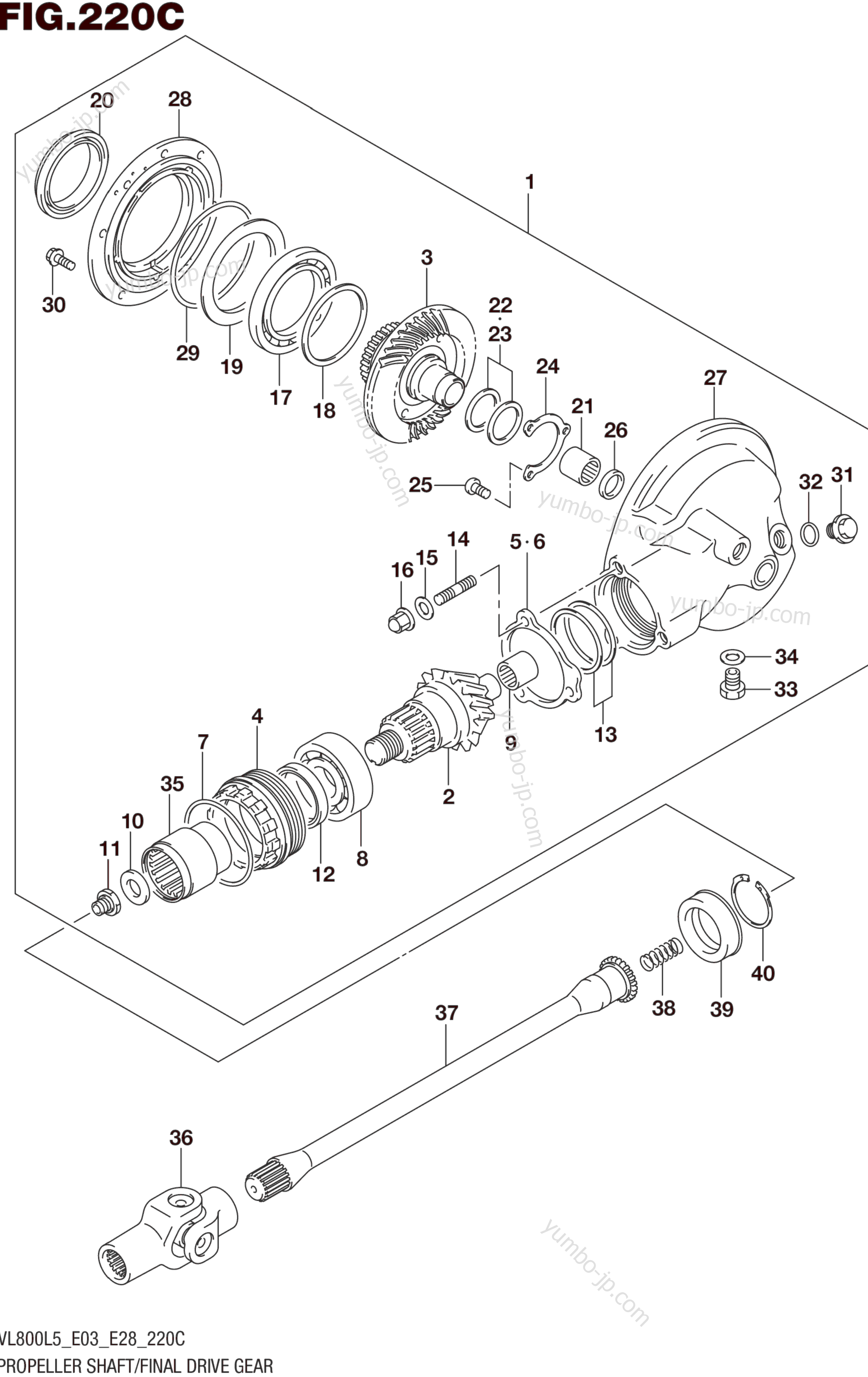 PROPELLER SHAFT/FINAL DRIVE GEAR (VL800TL5 E03) для мотоциклов SUZUKI VL800 2015 г.