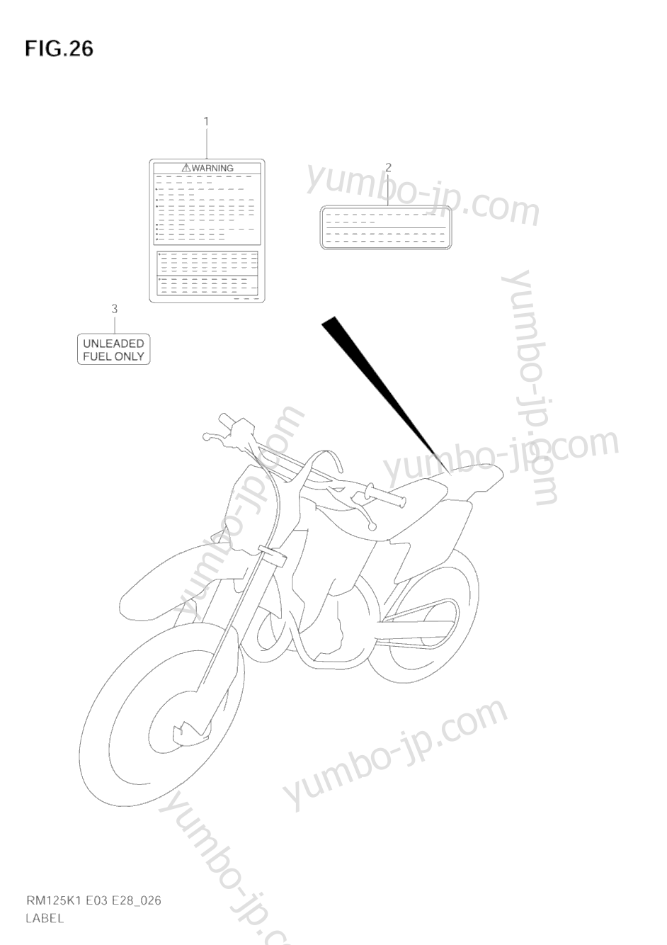LABEL for motorcycles SUZUKI RM125 2001 year