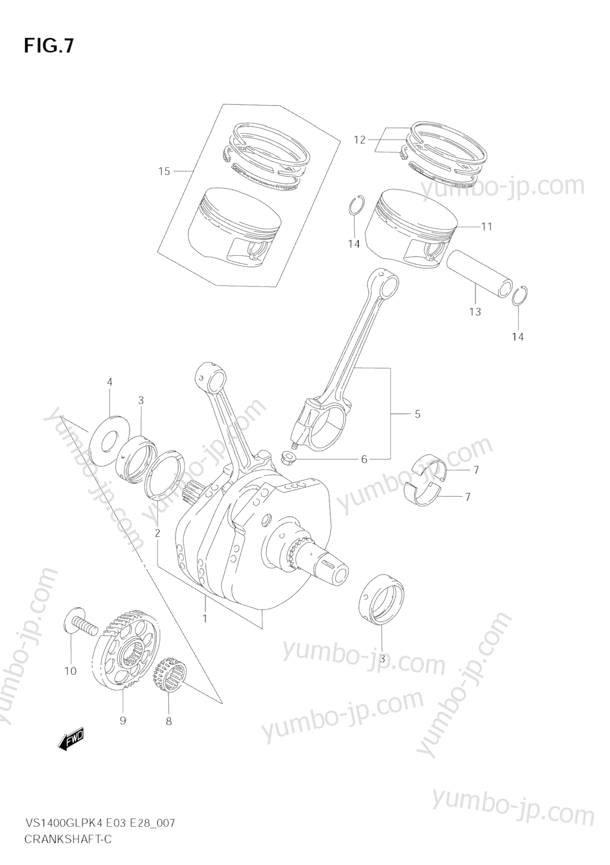 CRANKSHAFT for motorcycles SUZUKI Boulevard S83 (VS1400GLP) 2007 year