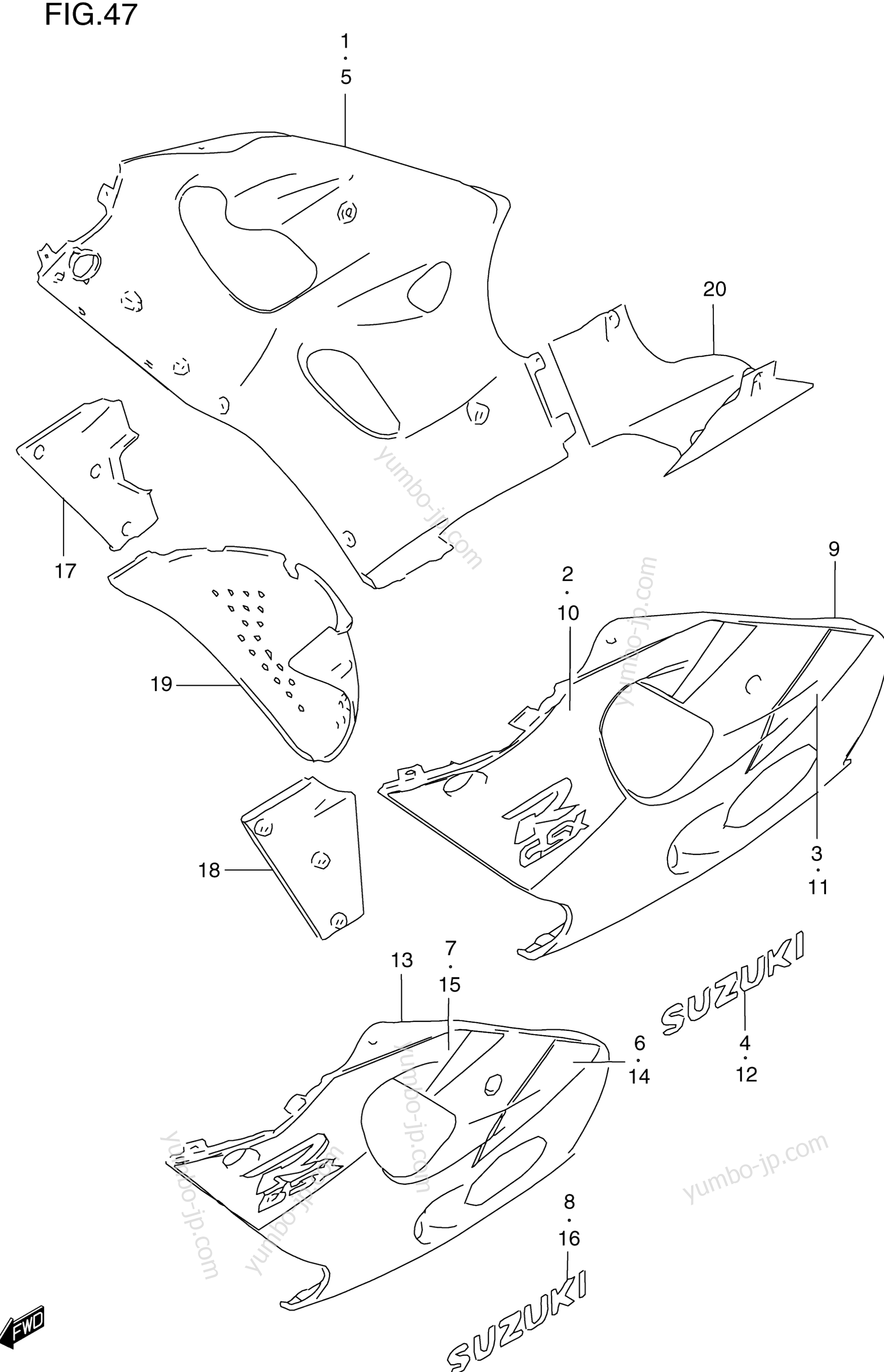 UNDER COWLING BODY (MODEL V) for motorcycles SUZUKI GSX-R600 2000 year