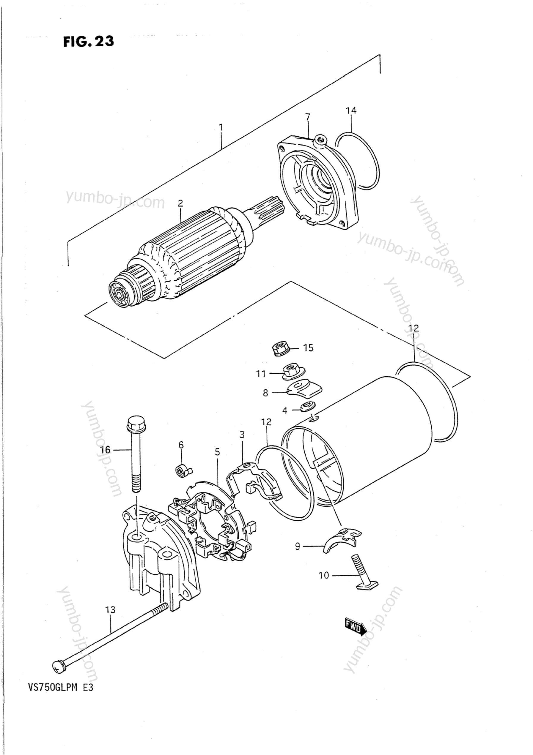 STARTING MOTOR (MODEL J/K/L) for motorcycles SUZUKI Intruder (VS750GLP) 1989 year