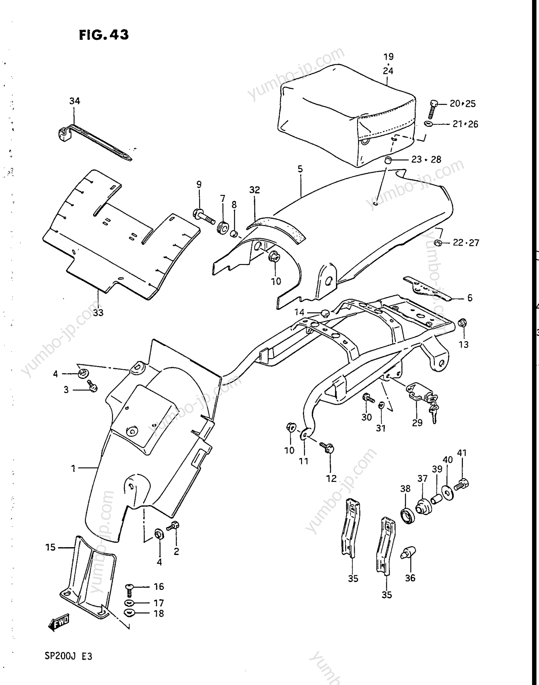 REAR FENDER для мотоциклов SUZUKI SP200 1986 г.