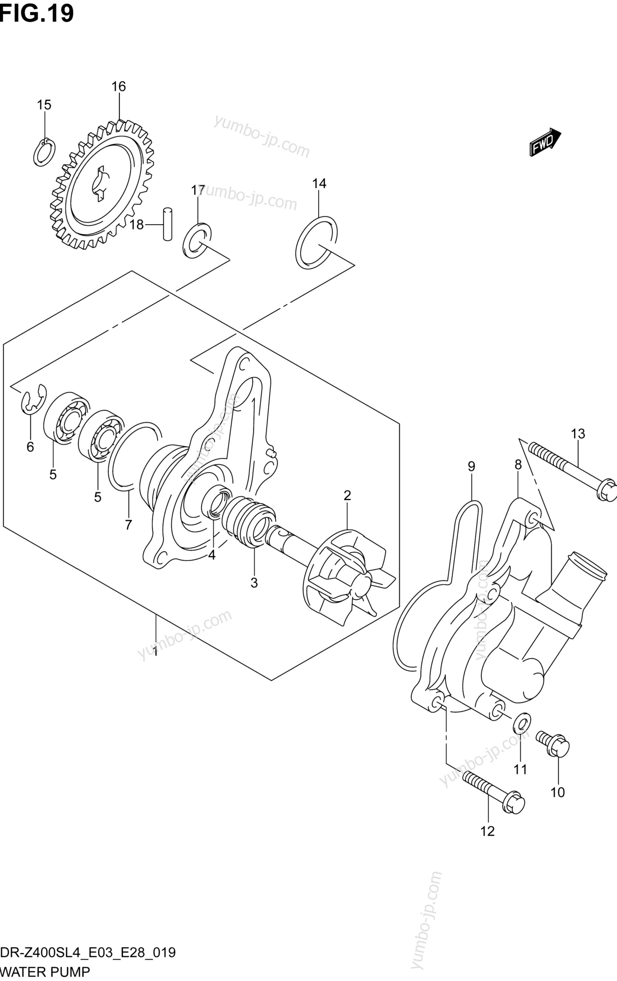 WATER PUMP for motorcycles SUZUKI DR-Z400S 2014 year