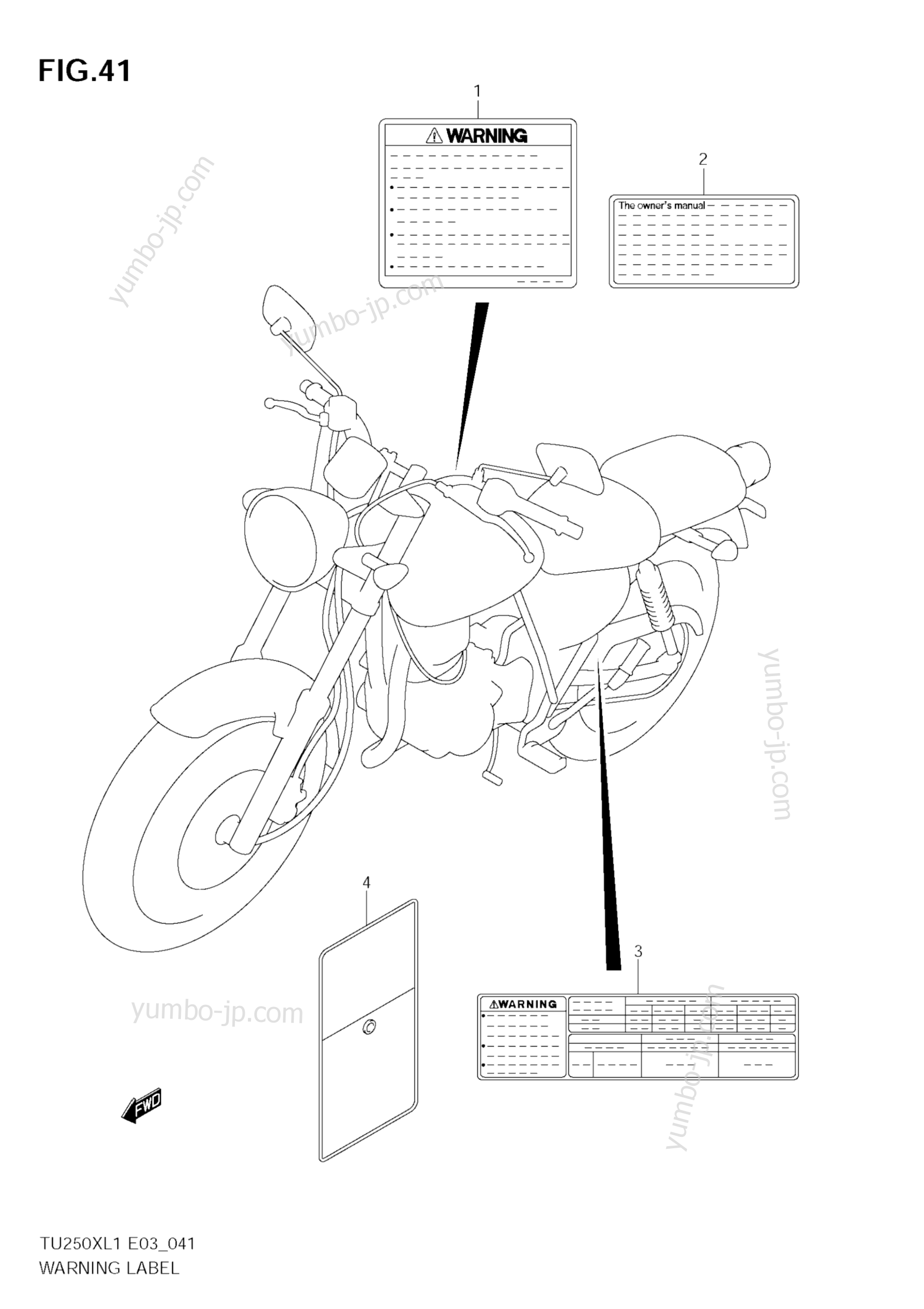 WARNING LABEL для мотоциклов SUZUKI TU250X 2011 г.