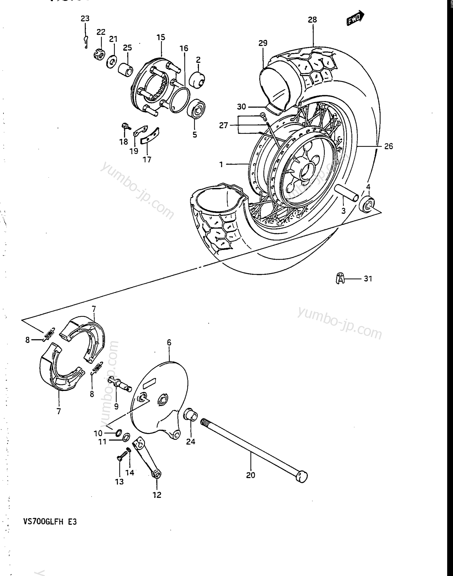 REAR WHEEL (VS700GLFG/GLPG) для мотоциклов SUZUKI Intruder (VS700GLF) 1986 г.