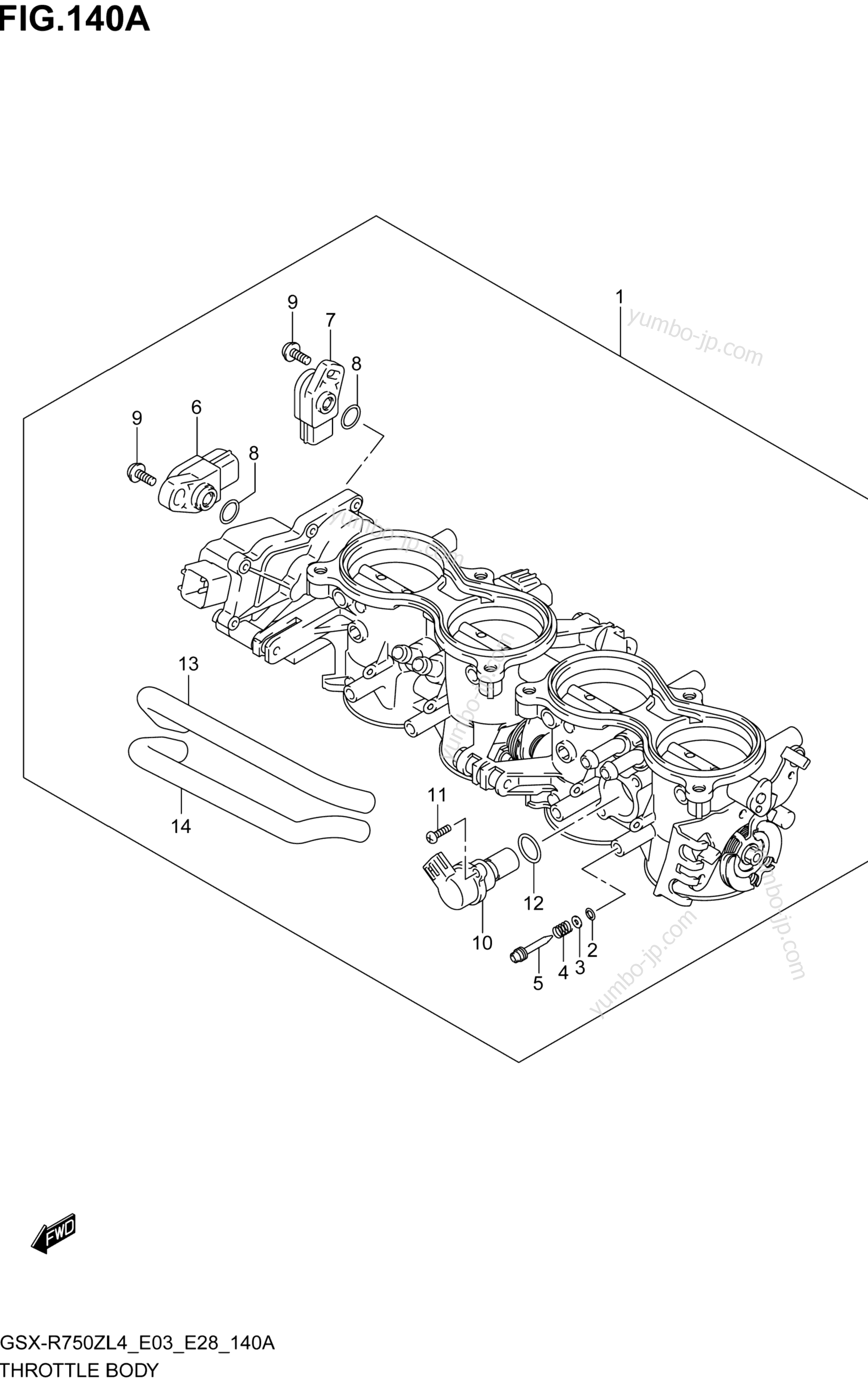 THROTTLE BODY (GSX-R750ZL4 E03) для мотоциклов SUZUKI GSX-R750Z 2014 г.