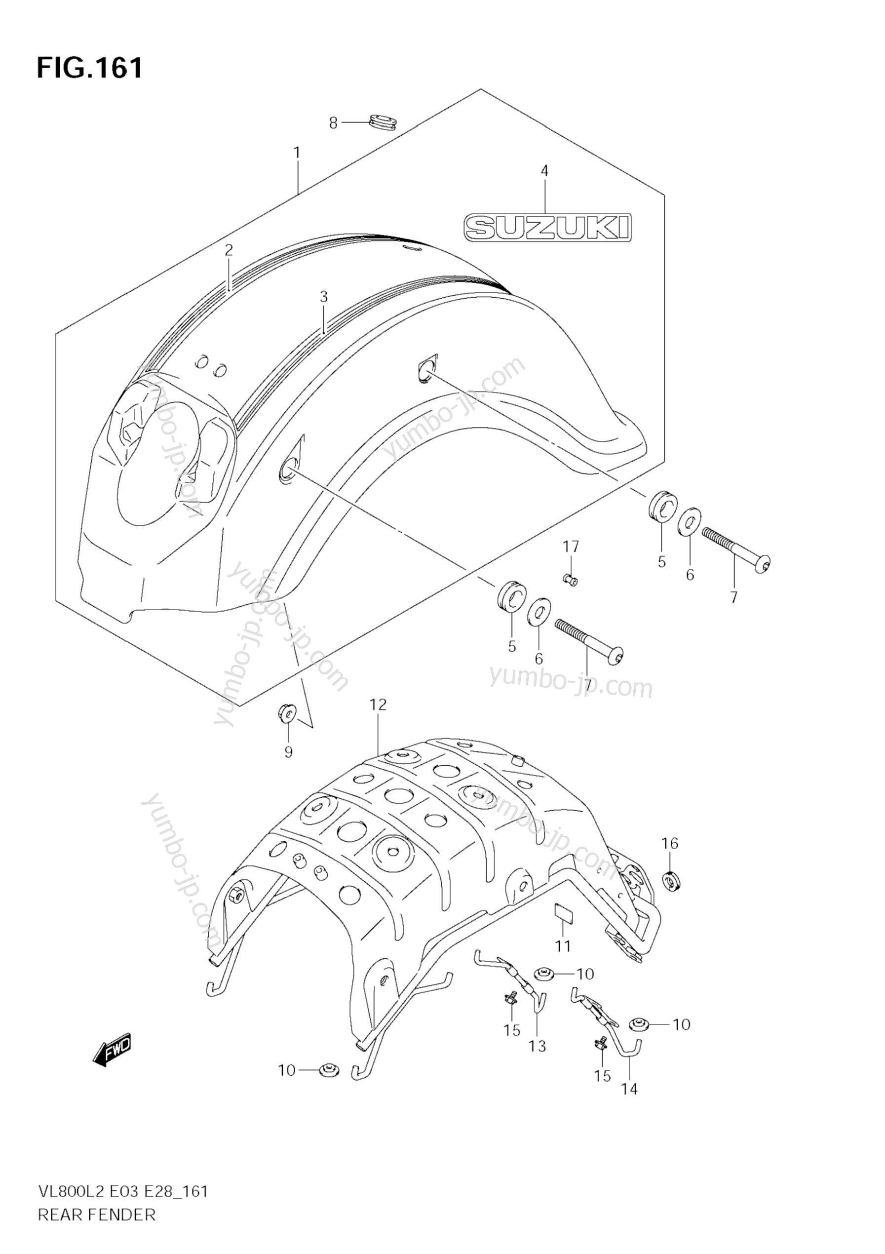 REAR FENDER (VL800T  E33) для мотоциклов SUZUKI Boulevard C50 (VL800T) 2012 г.