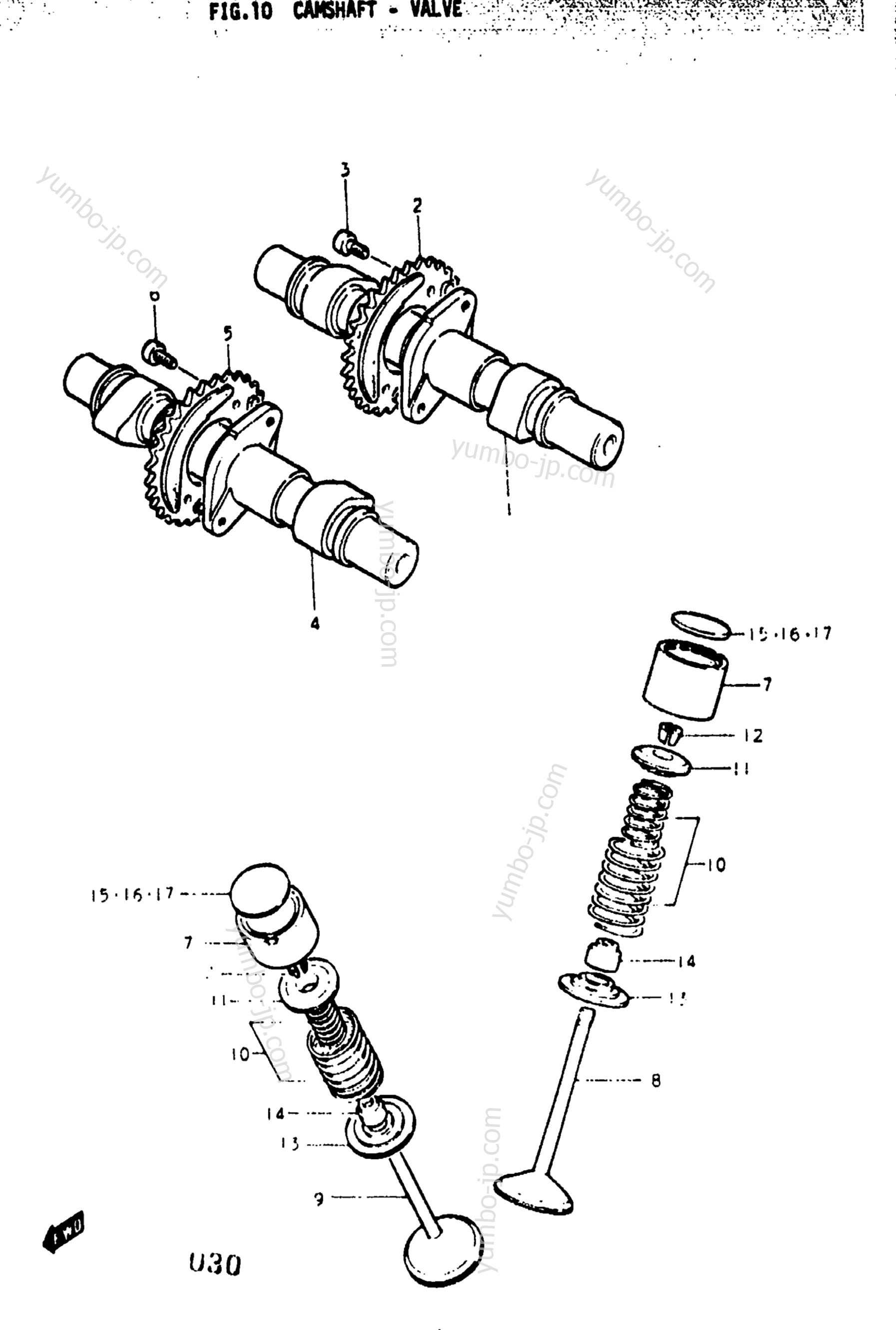 CAM SHAFT - VALVE для мотоциклов SUZUKI GS400 1977 г.