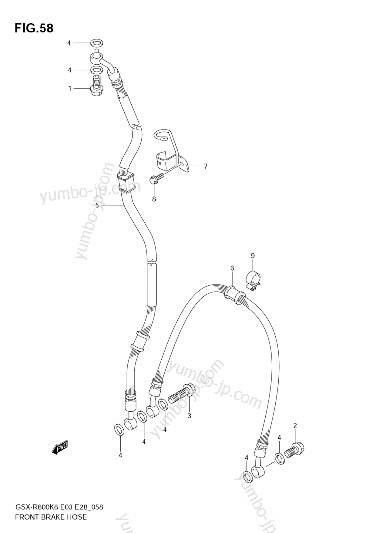 FRONT BRAKE HOSE for motorcycles SUZUKI GSX-R600 2006 year