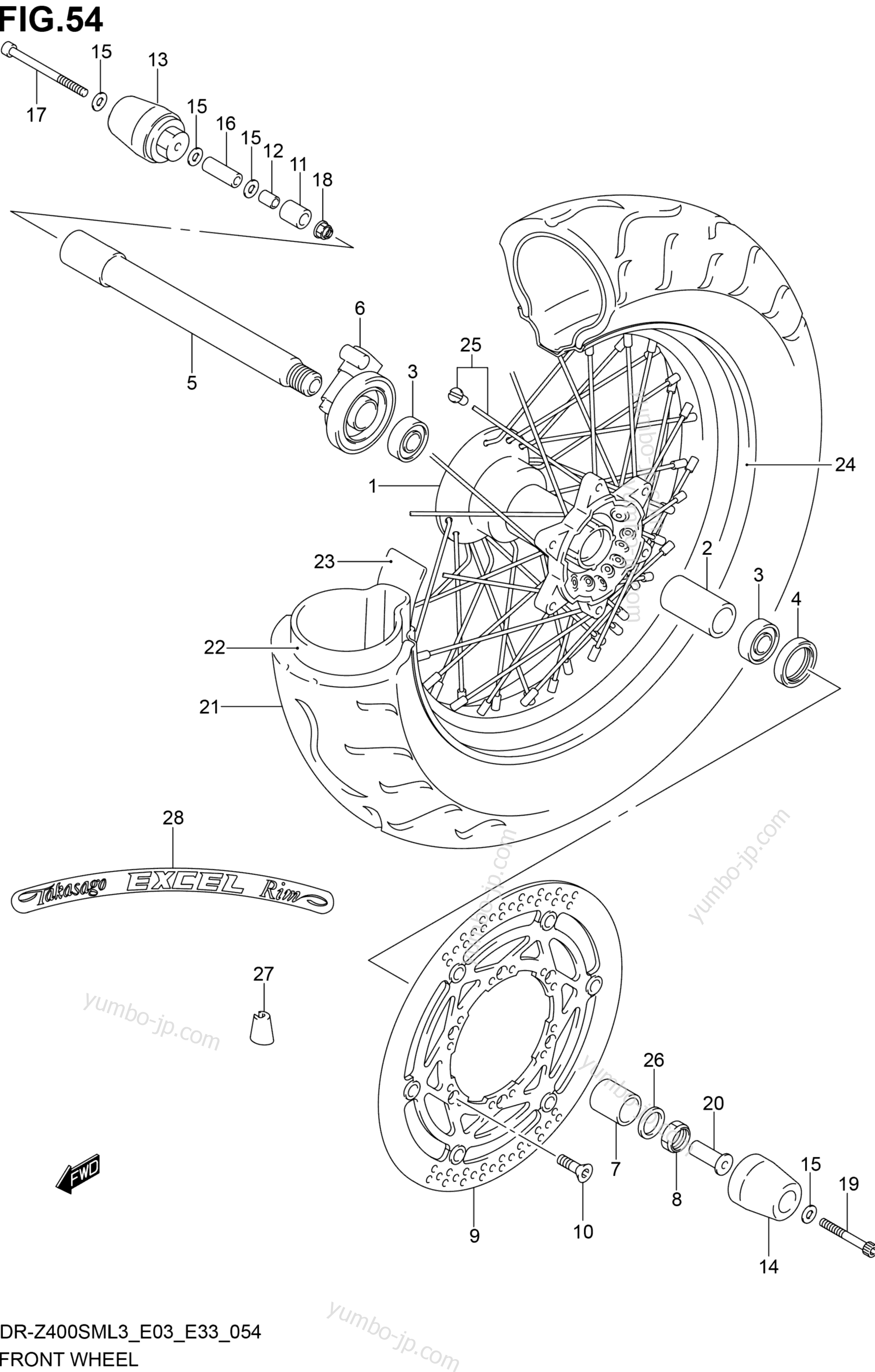 FRONT WHEEL for motorcycles SUZUKI DR-Z400SM 2013 year