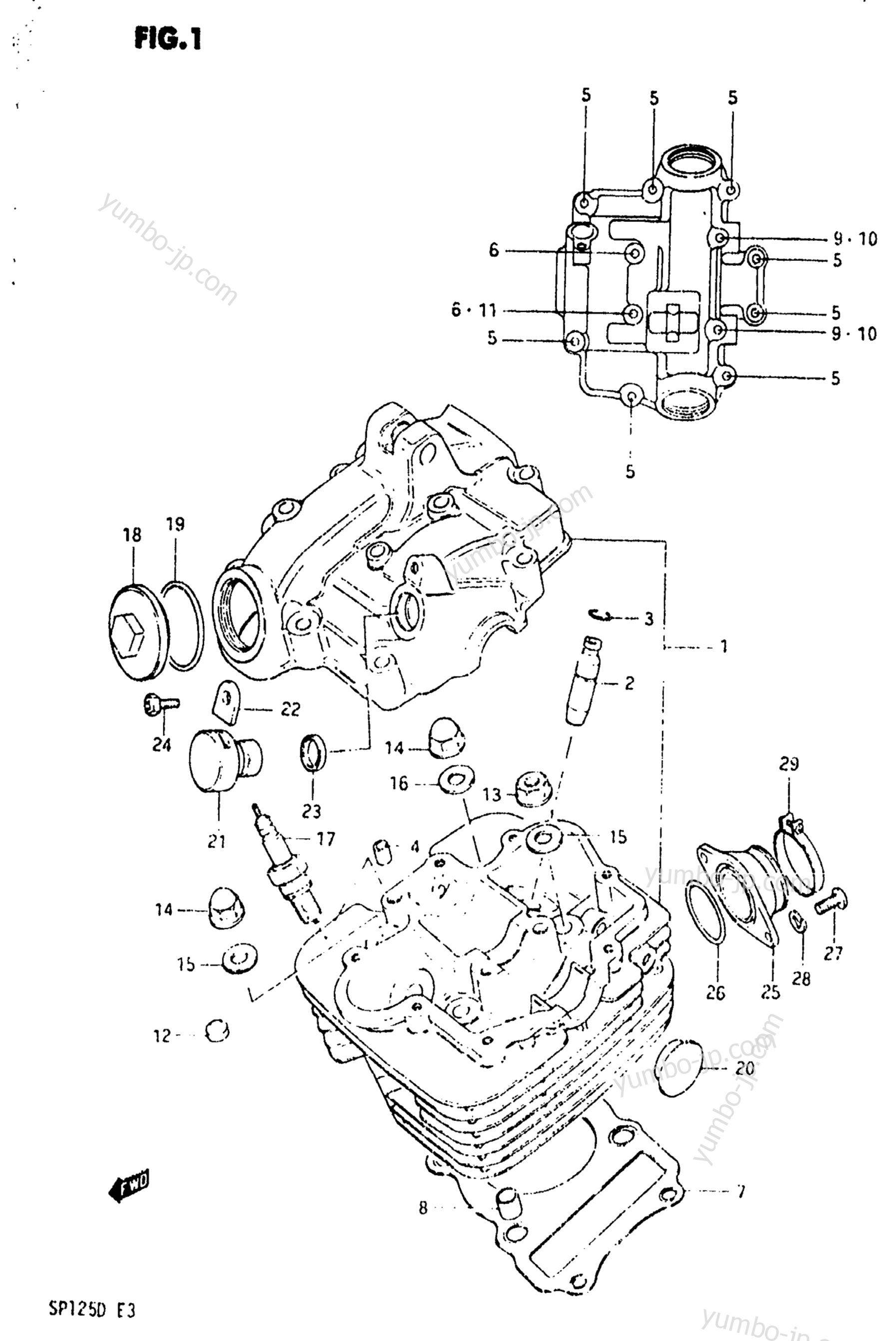 CYLINDER HEAD (MODEL Z) for motorcycles SUZUKI SP125 1983 year