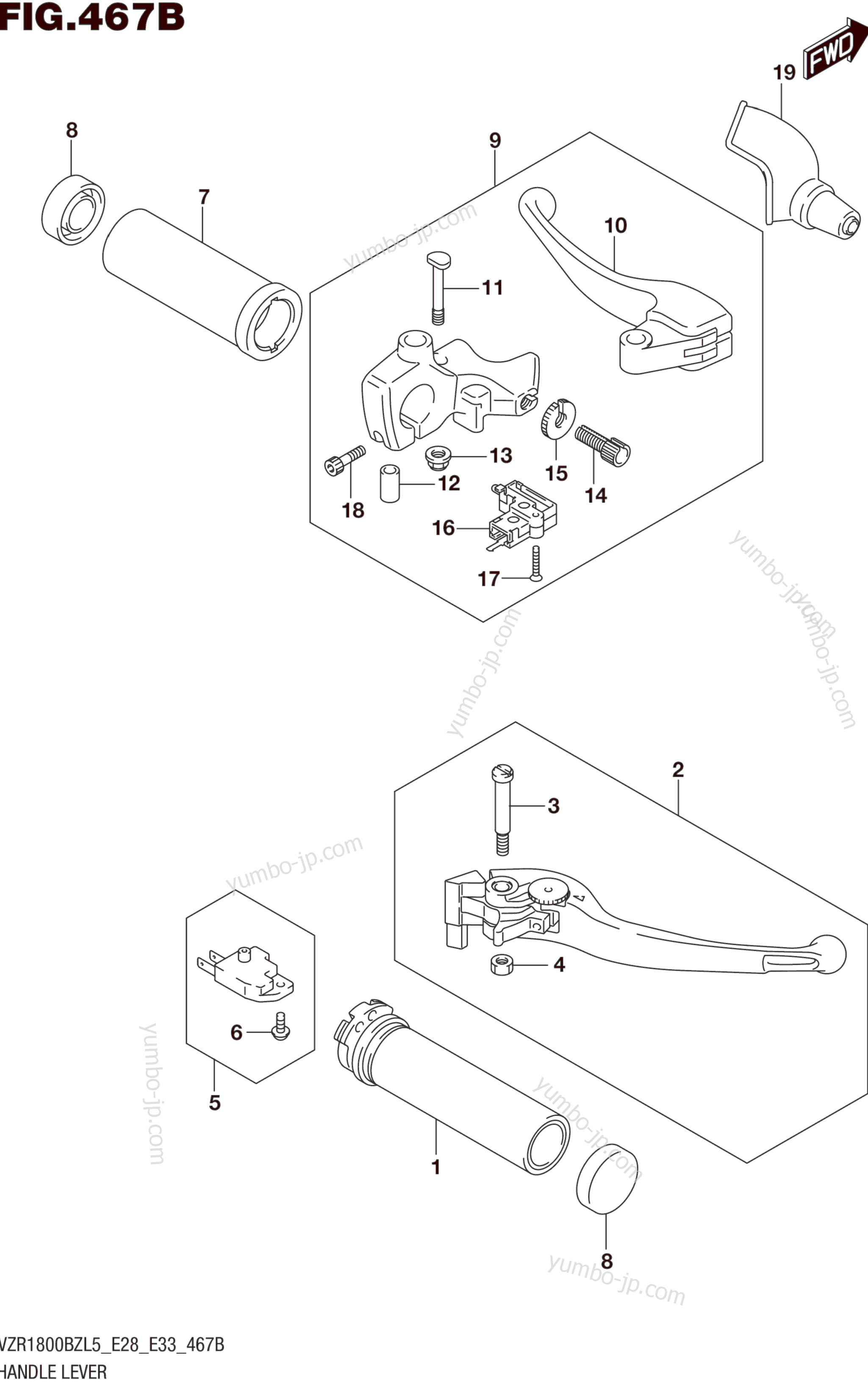 HANDLE LEVER (VZR1800BZL5 E33) для мотоциклов SUZUKI VZR1800BZ 2015 г.