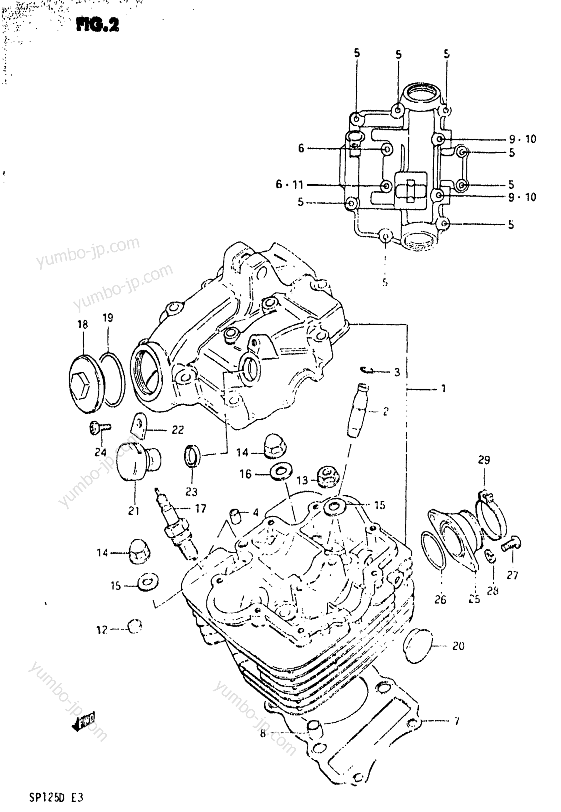 CYLINDER HEAD (MODEL D) для мотоциклов SUZUKI SP125 1983 г.