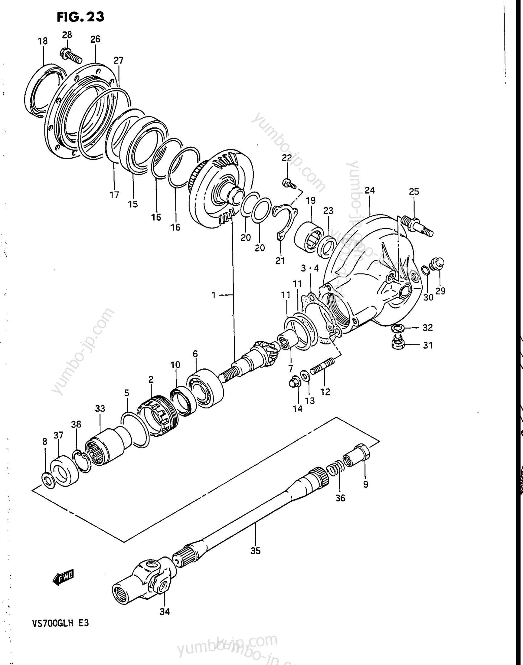 PROPELLER SHAFT - FINAL DRIVE GEAR for motorcycles SUZUKI Intruder (VS700GLF) 1986 year