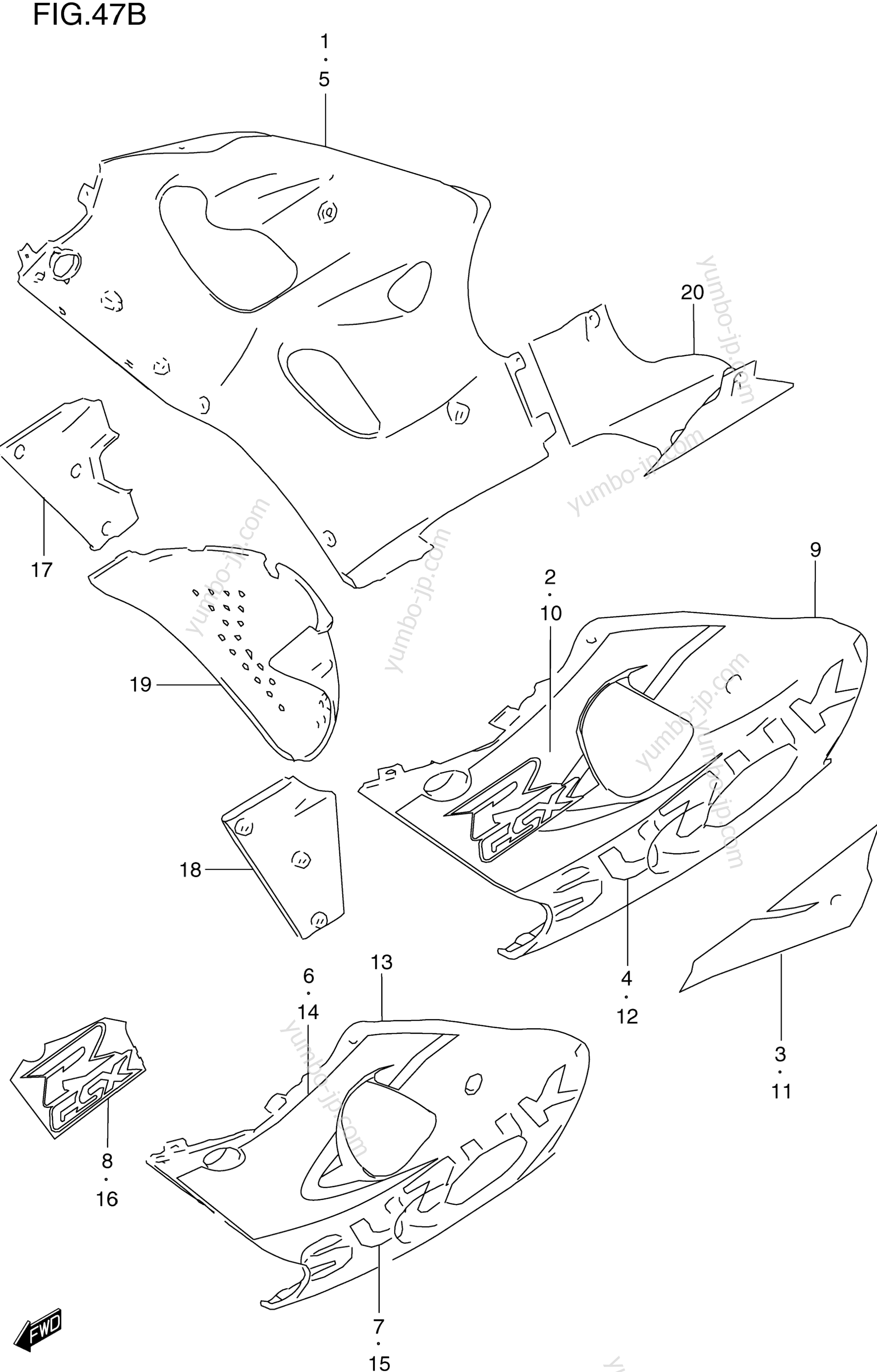 UNDER COWLING BODY (MODEL X) for motorcycles SUZUKI GSX-R600 2000 year