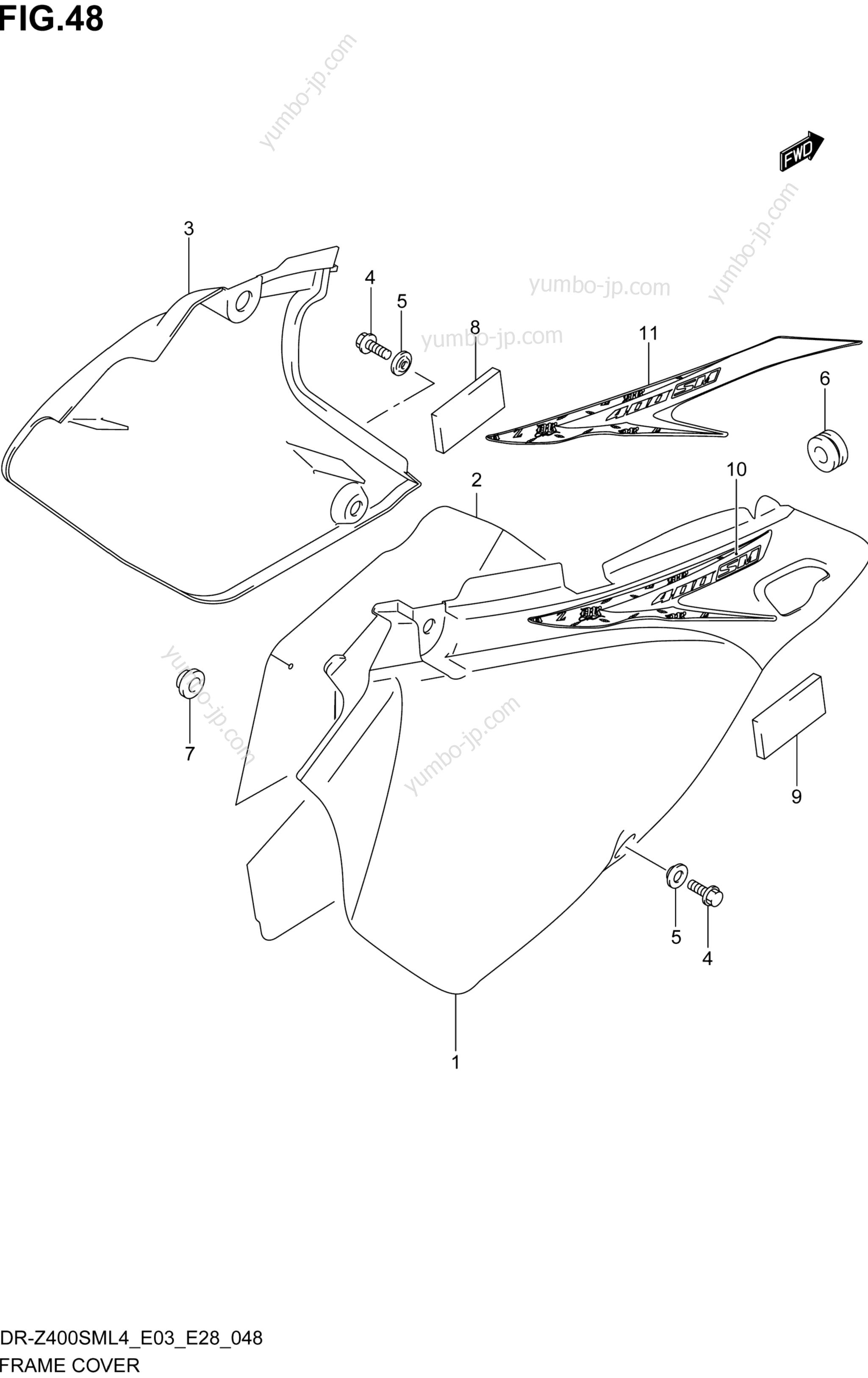 FRAME COVER (DR-Z400SML4 E28) для мотоциклов SUZUKI DR-Z400SM 2014 г.