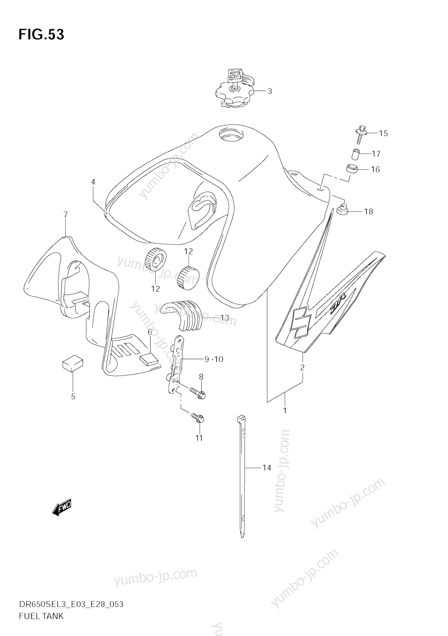 FUEL TANK (DR650SEL3 E28) для мотоциклов SUZUKI DR650SE 2013 г.