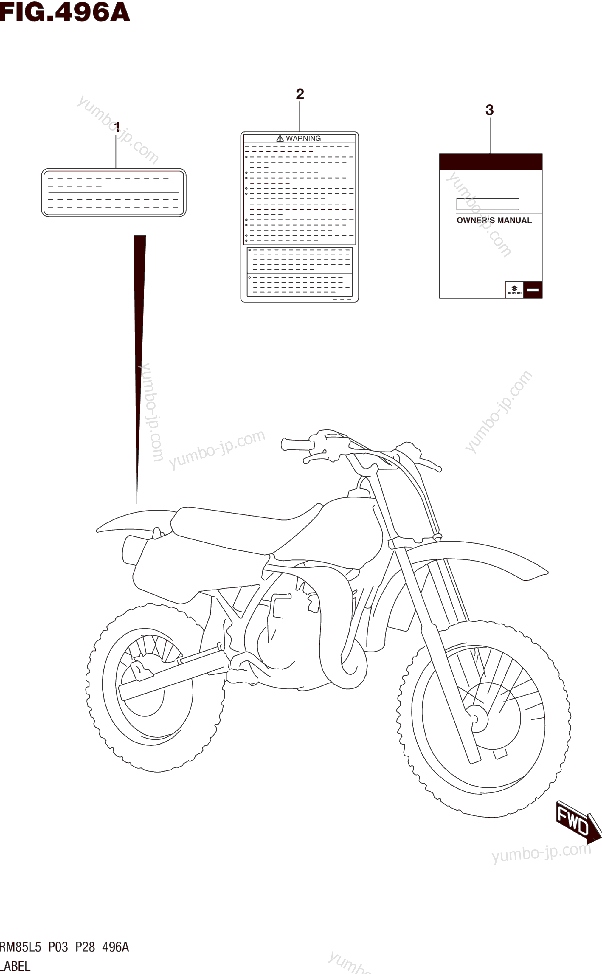 LABEL (RM85L5 P03) для мотоциклов SUZUKI RM85 2015 г.