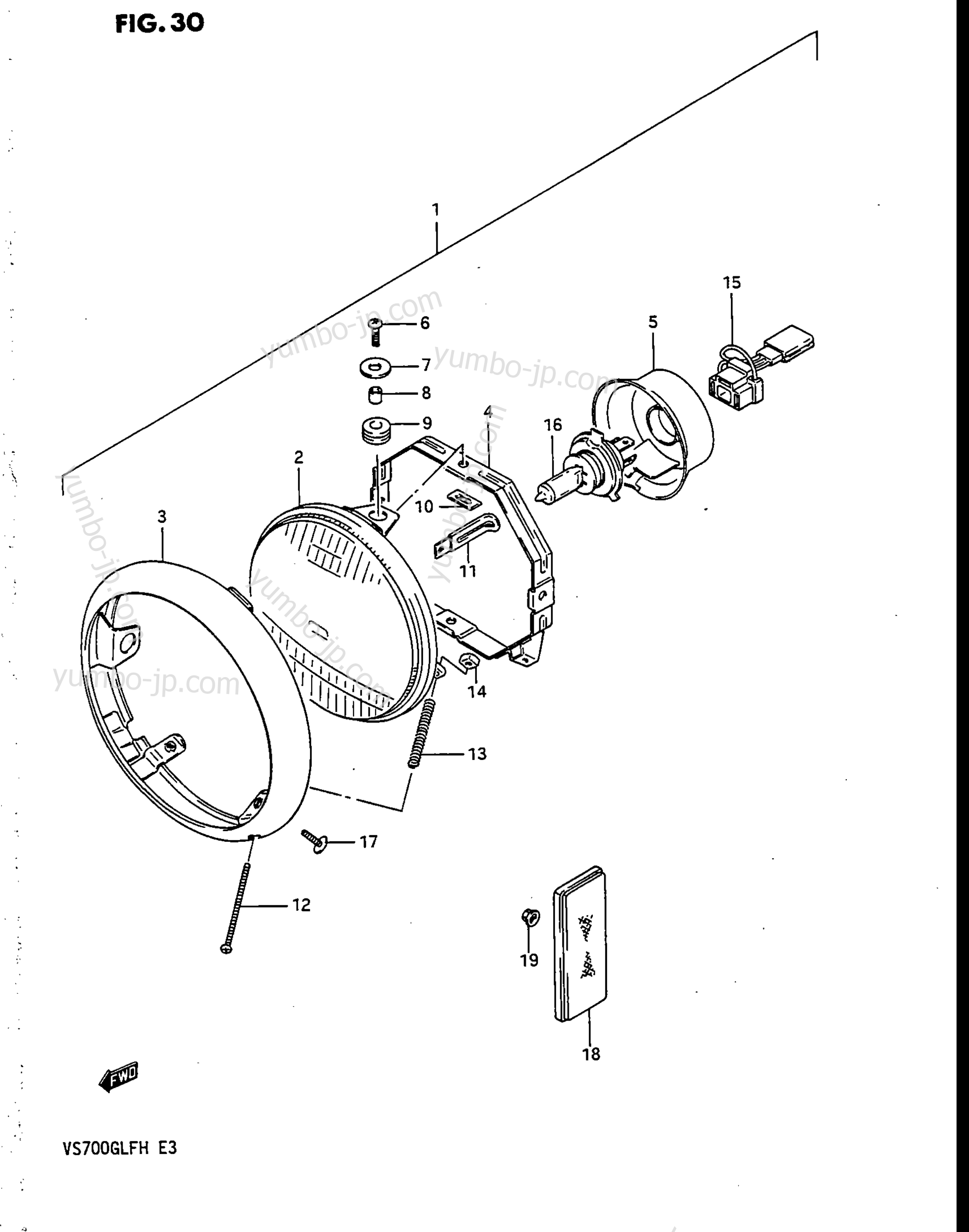 HEADLAMP для мотоциклов SUZUKI Intruder (VS700GLP) 1986 г.