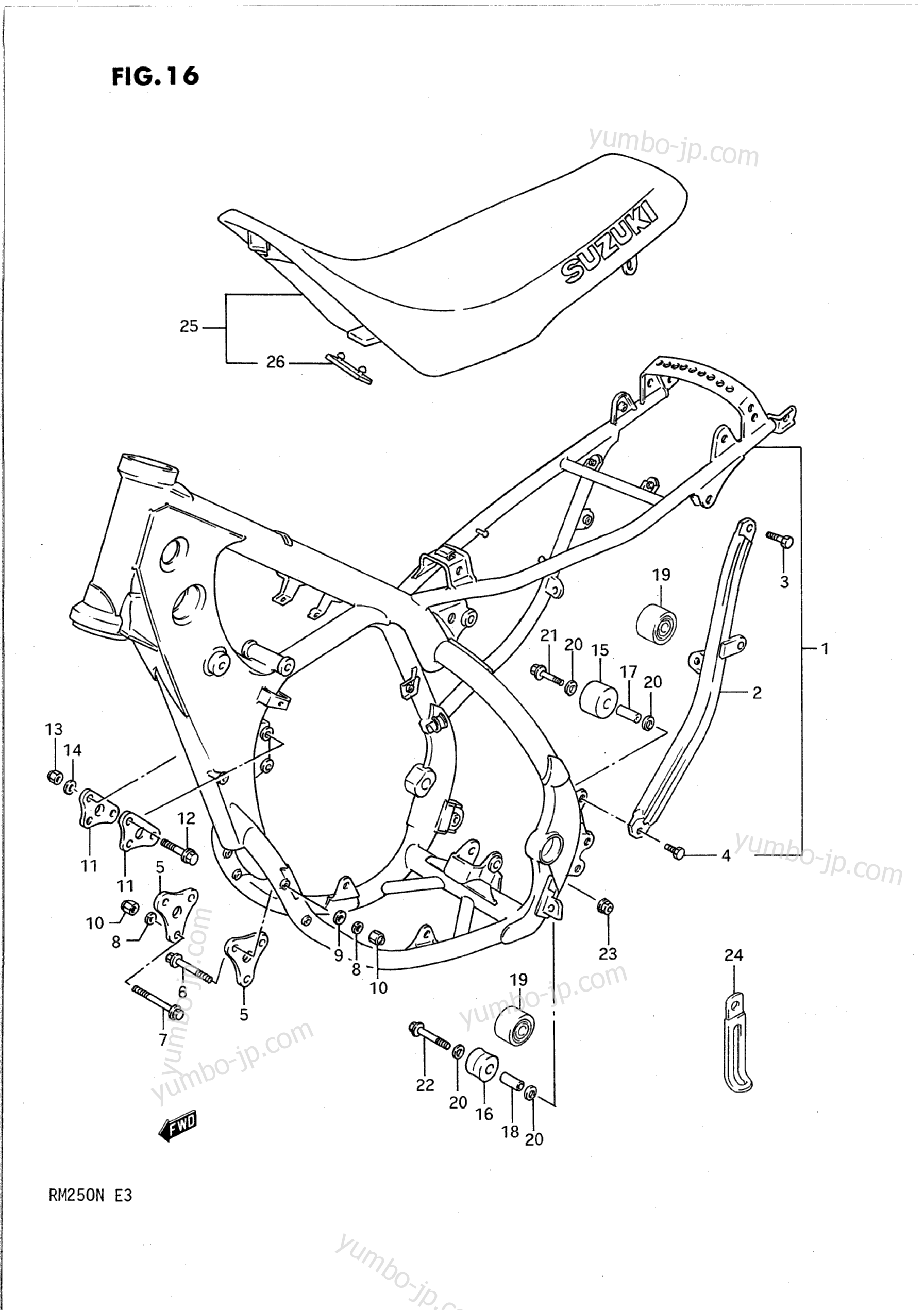FRAME - SEAT for motorcycles SUZUKI RM250 1989 year