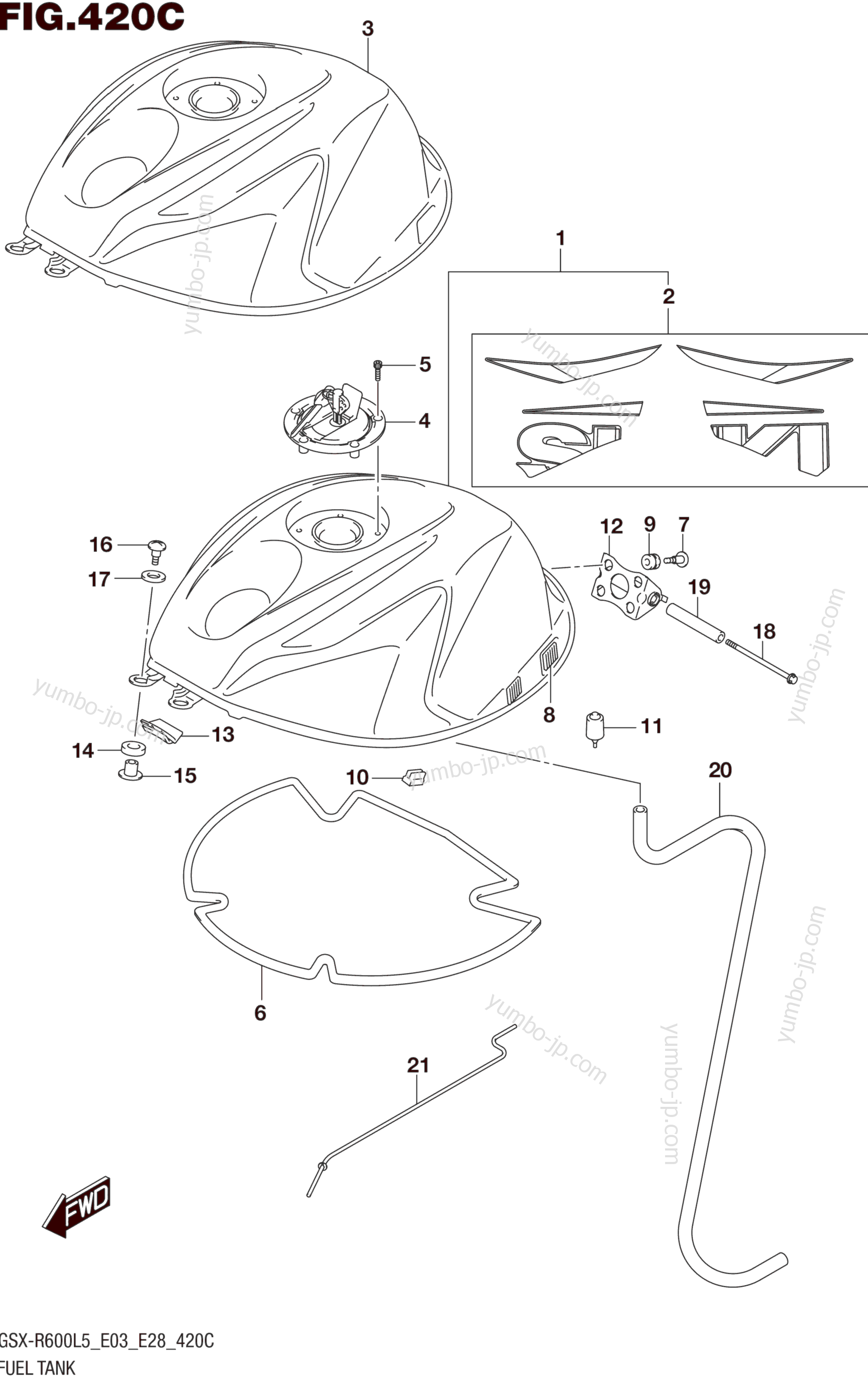 FUEL TANK (GSX-R600L5 E33) for motorcycles SUZUKI GSX-R600 2015 year