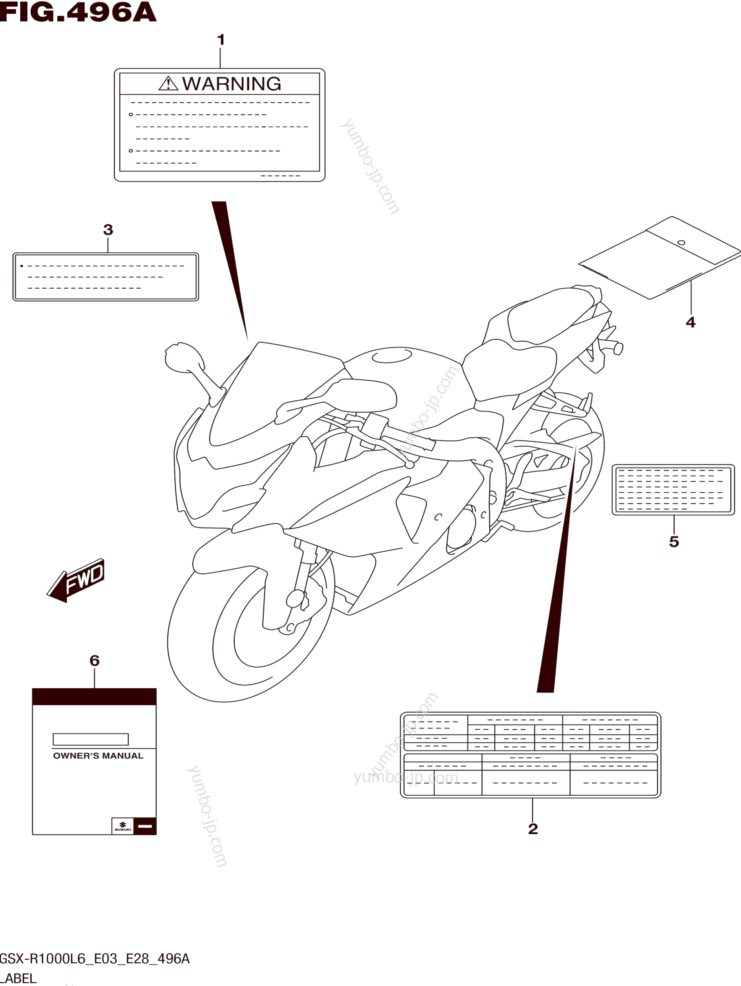 LABEL (GSX-R1000L6 E03) для мотоциклов SUZUKI GSX-R1000 2016 г.