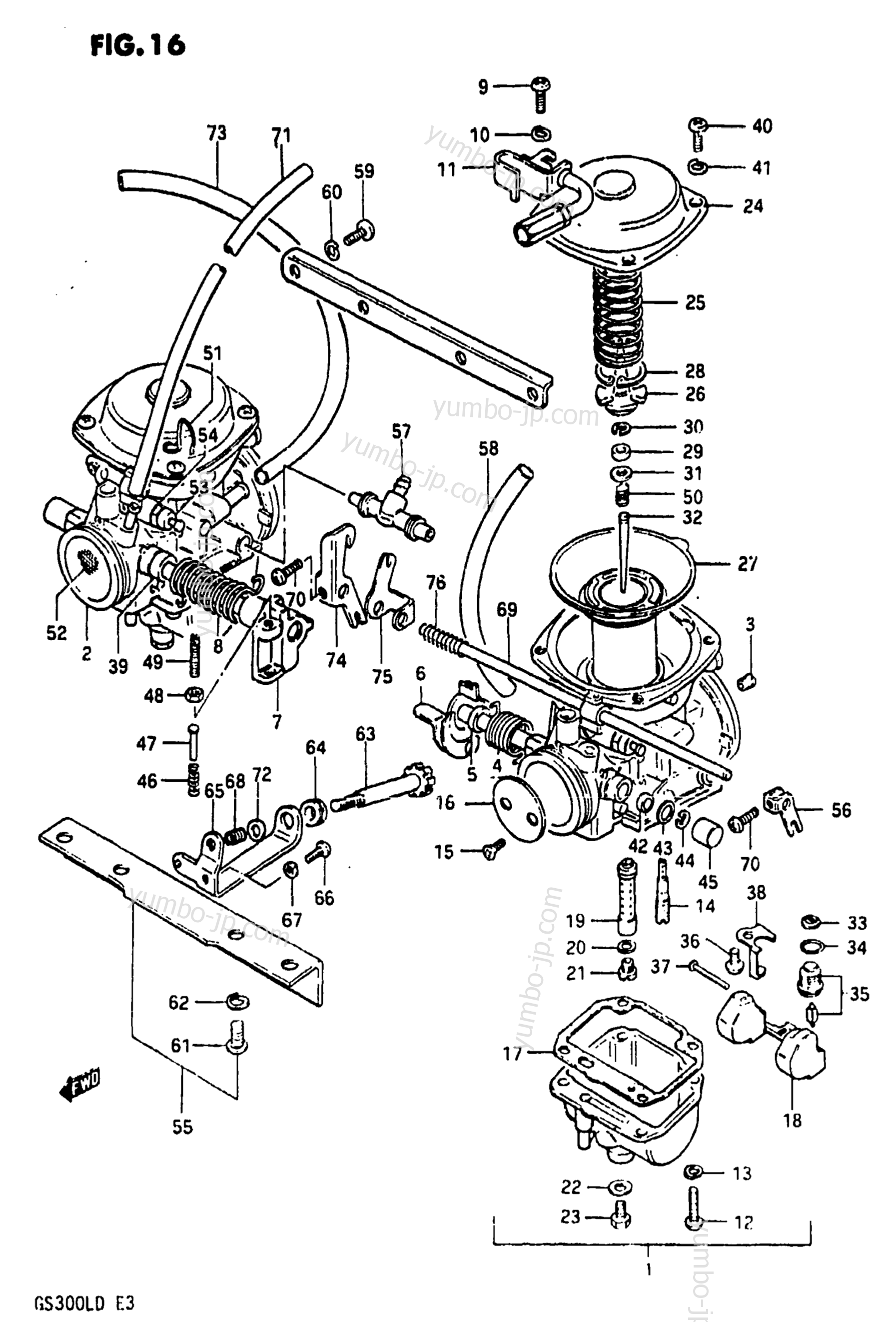 CARBURETOR (MODEL D) for motorcycles SUZUKI GS300L 1982 year