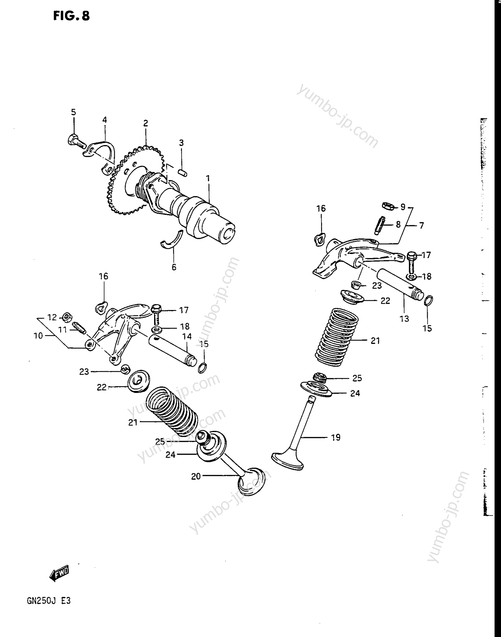 CAM SHAFT - VALVE для мотоциклов SUZUKI 1985, (GN250) 1988 г.