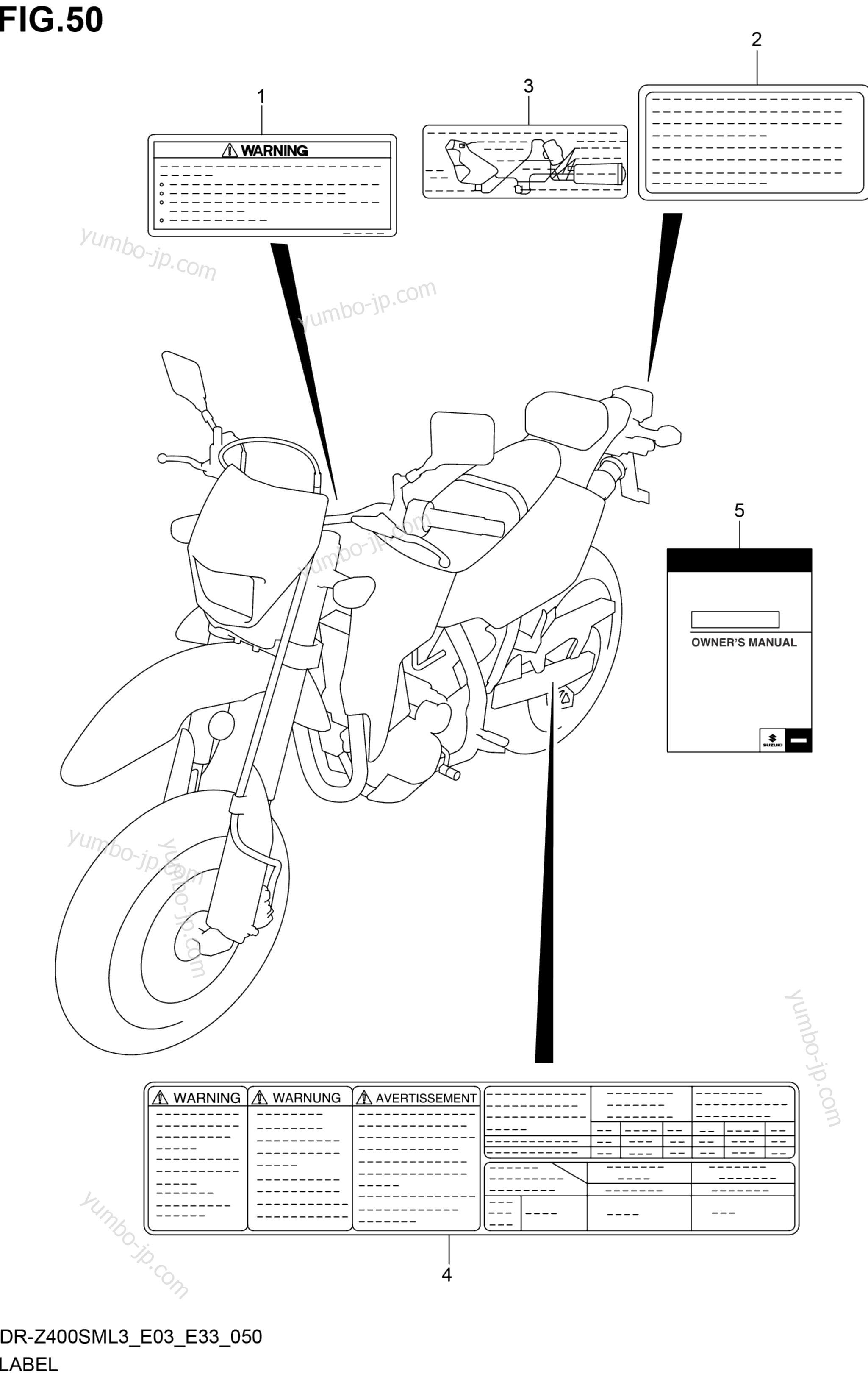 LABEL (DR-Z400SML3 E33) for motorcycles SUZUKI DR-Z400SM 2013 year