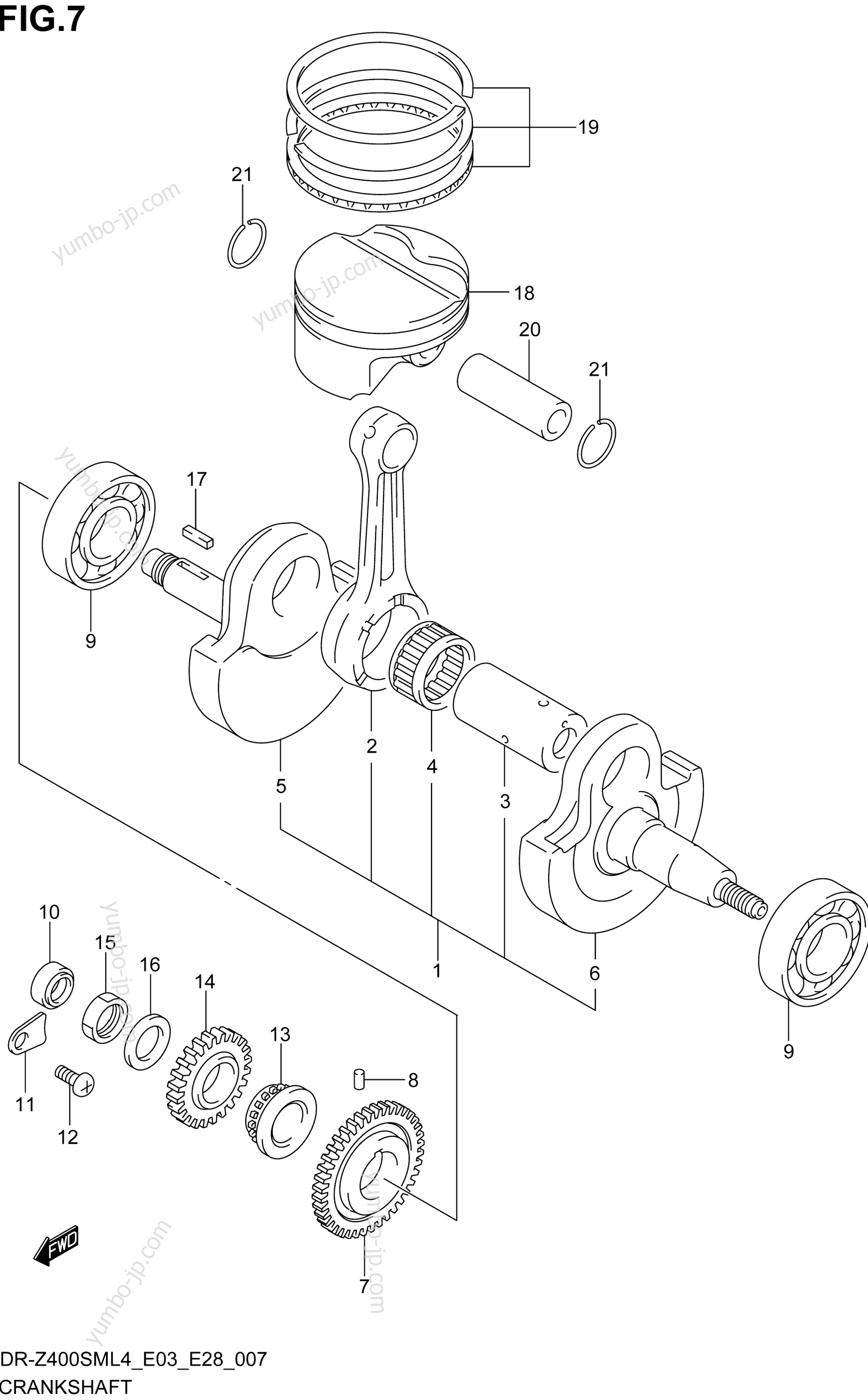 CRANKSHAFT for motorcycles SUZUKI DR-Z400SM 2014 year