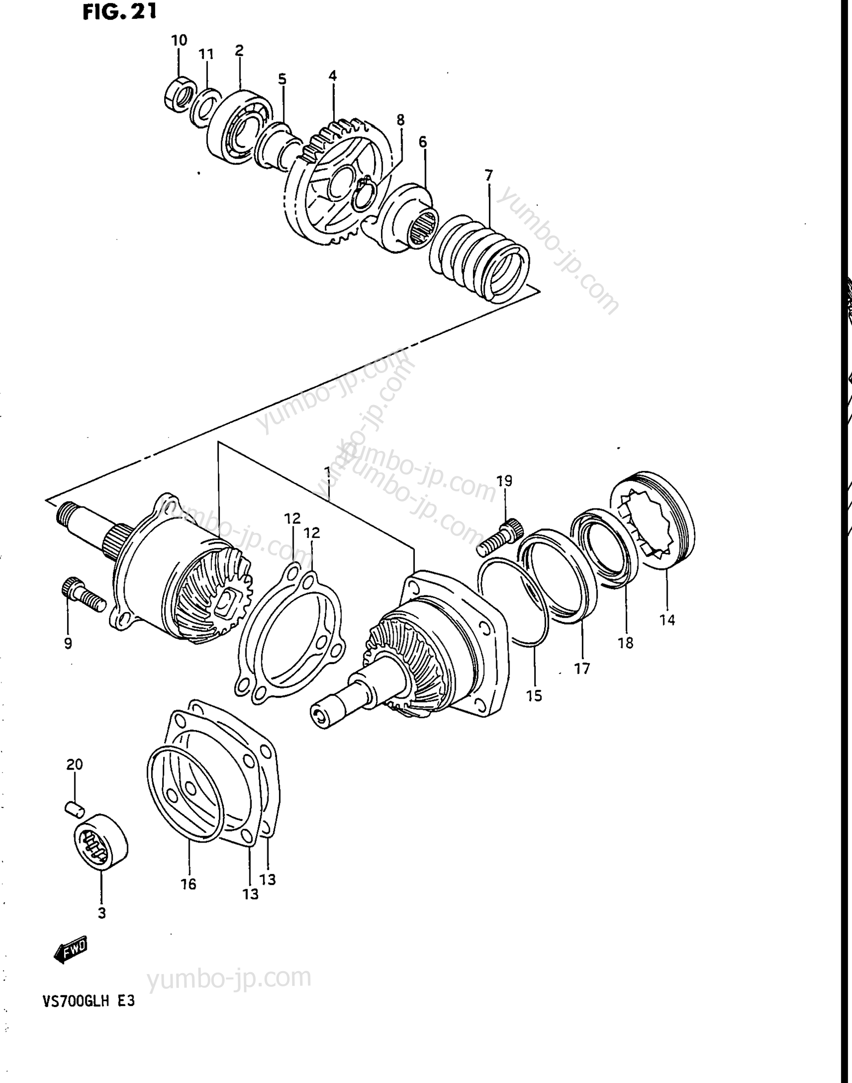 SECONDARY DRIVE GEAR (MODEL H) for motorcycles SUZUKI Intruder (VS700GLF) 1986 year