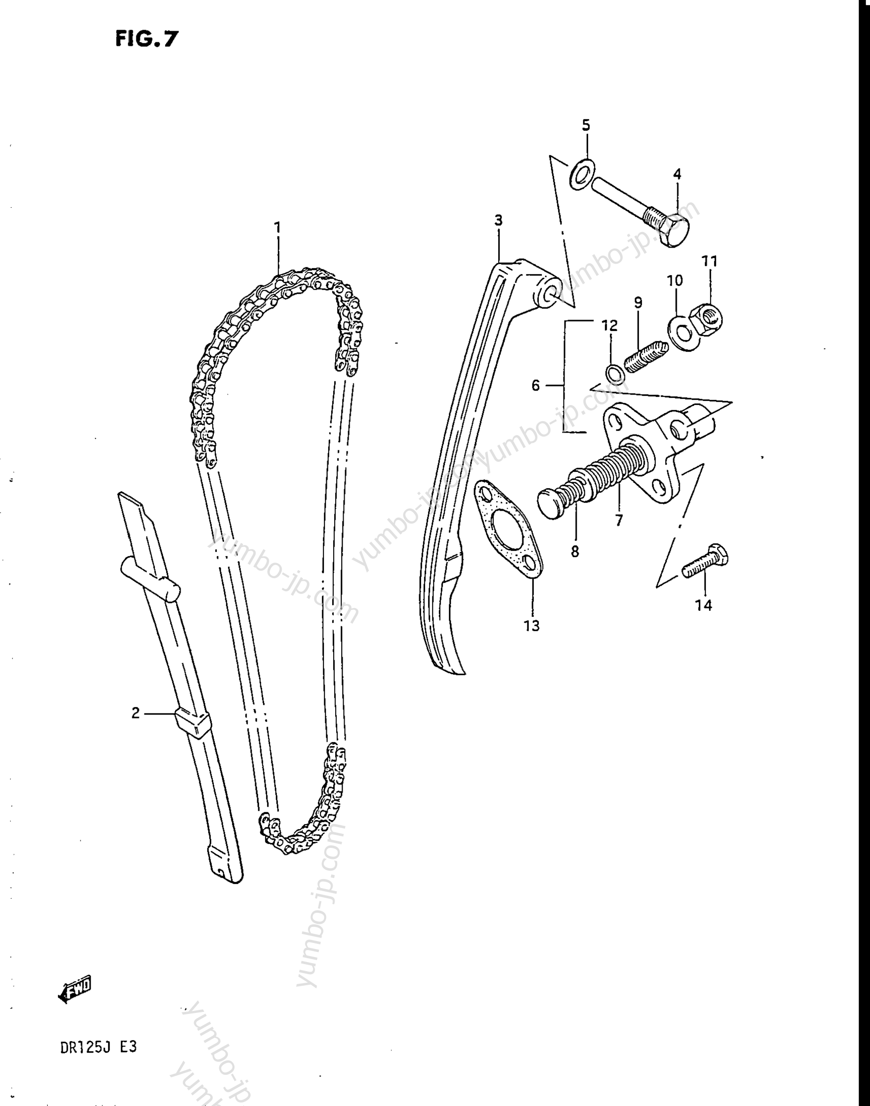 CAM CHAIN for motorcycles SUZUKI DR125 1988 year