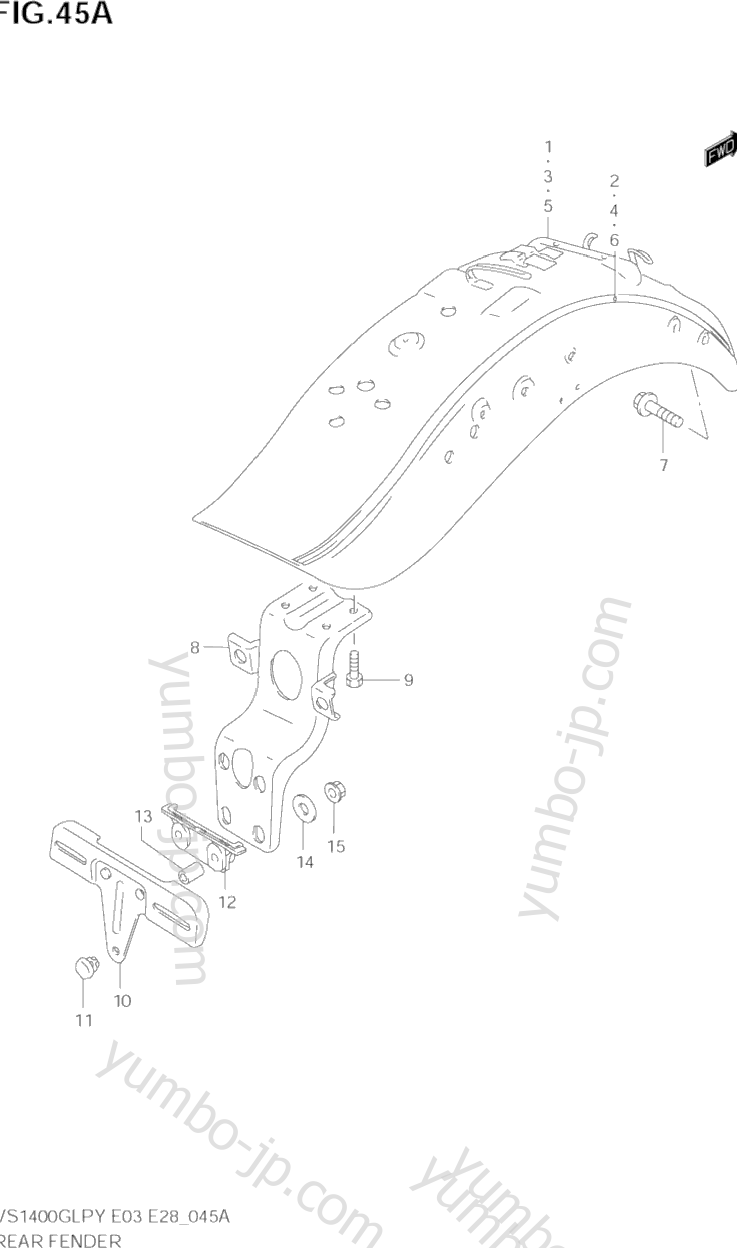 REAR FENDER (MODEL V/W/X) for motorcycles SUZUKI Intruder (VS1400GLP) 2001 year