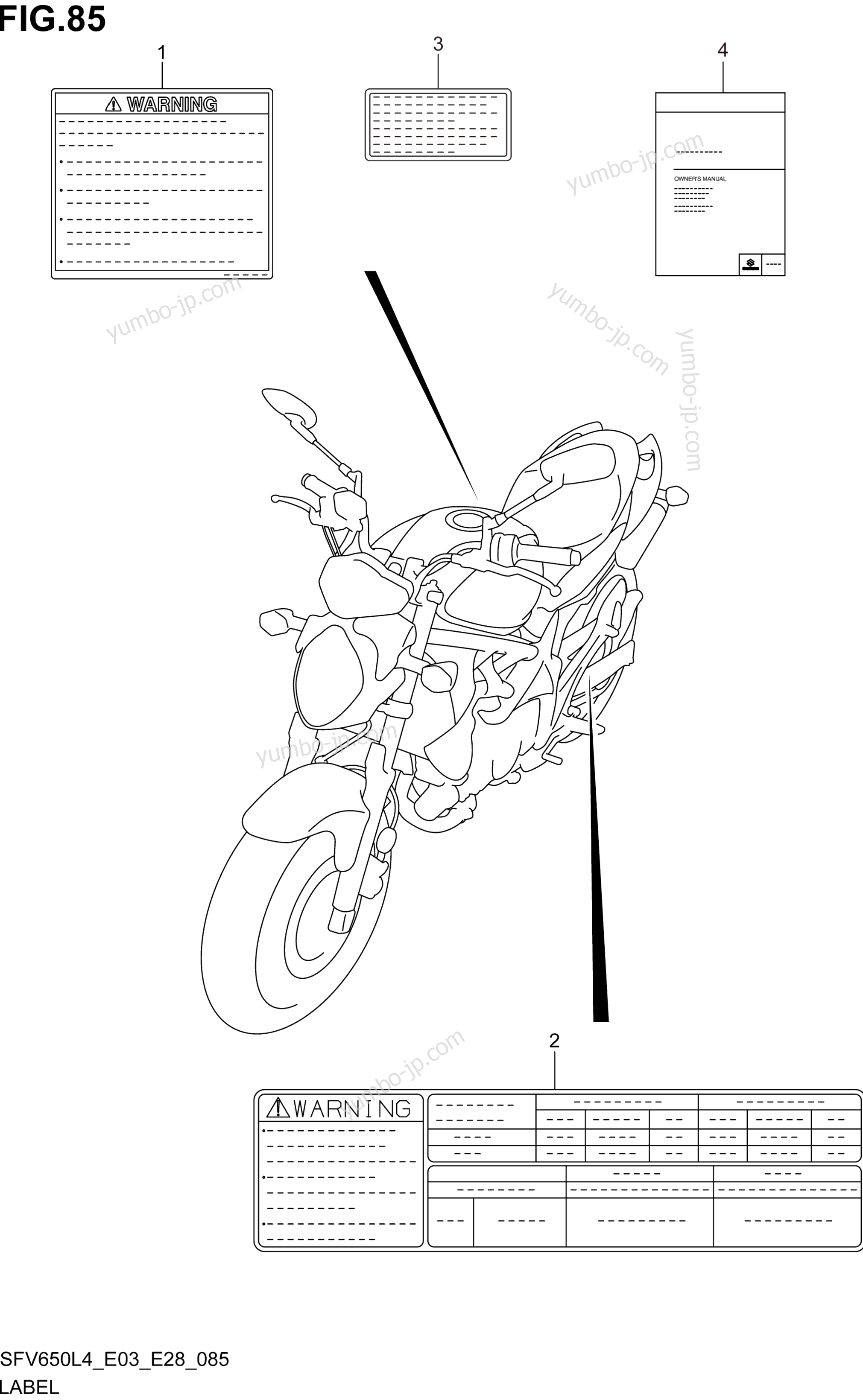 LABEL (SFV650L4 E03) для мотоциклов SUZUKI SFV650 2014 г.