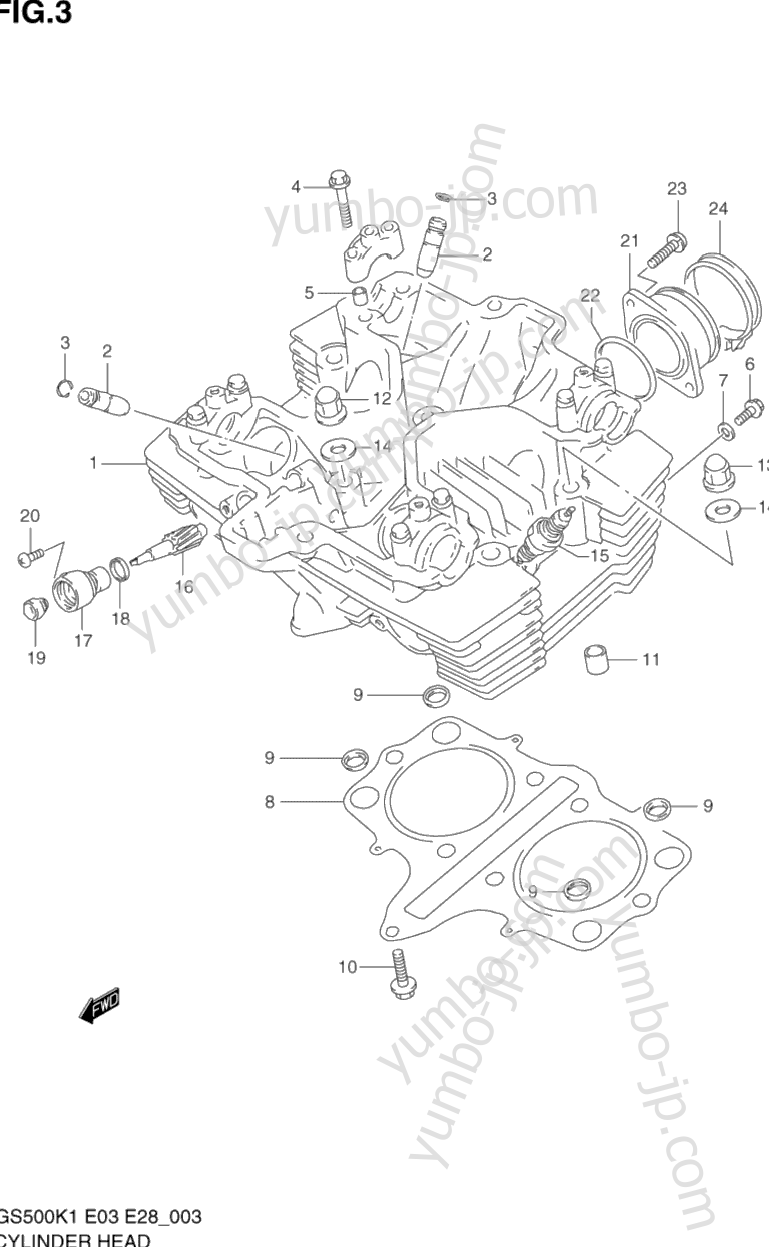 CYLINDER HEAD for motorcycles SUZUKI GS500 2001 year